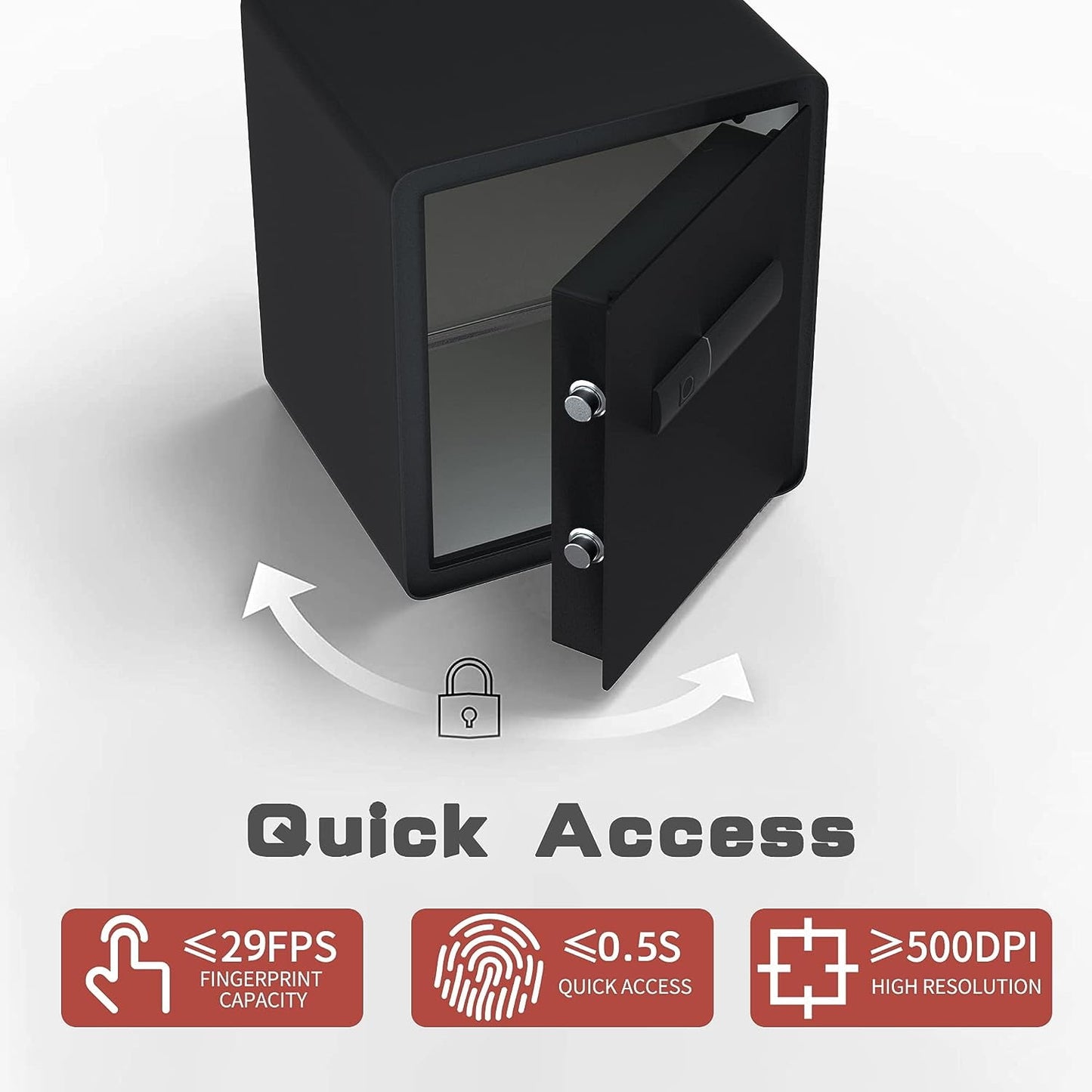 Reliancer Biometric Safe Box - 2.7 Cubic Feet Auto-Open Fingerprint Safe with 2Removable Shelf, Sensor Light,Full Felt Lining - Q345 Alloy Steel Home Safe - Luxury Cabinet Safe for Home Office Storage