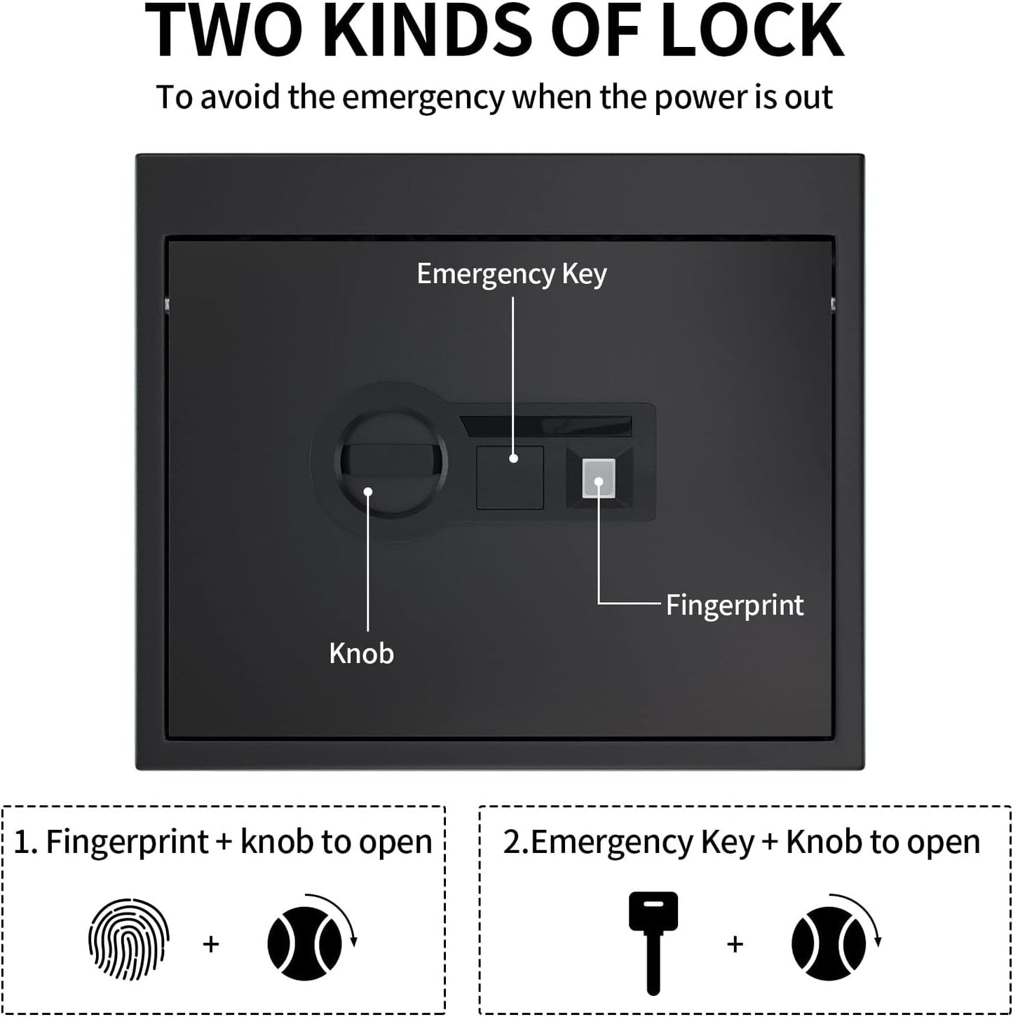 Reliancer Biometric Safe Box - 2.7 Cubic Feet Auto-Open Fingerprint Safe with 2Removable Shelf, Sensor Light,Full Felt Lining - Q345 Alloy Steel Home Safe - Luxury Cabinet Safe for Home Office Storage