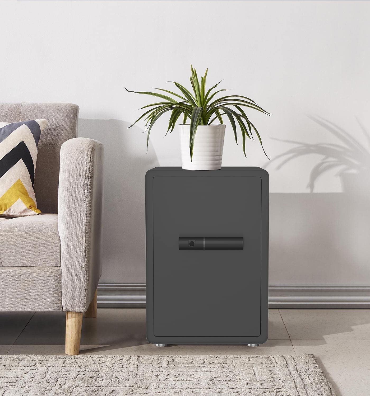 Reliancer Biometric Safe Box - 2.7 Cubic Feet Auto-Open Fingerprint Safe with 2Removable Shelf, Sensor Light,Full Felt Lining - Q345 Alloy Steel Home Safe - Luxury Cabinet Safe for Home Office Storage