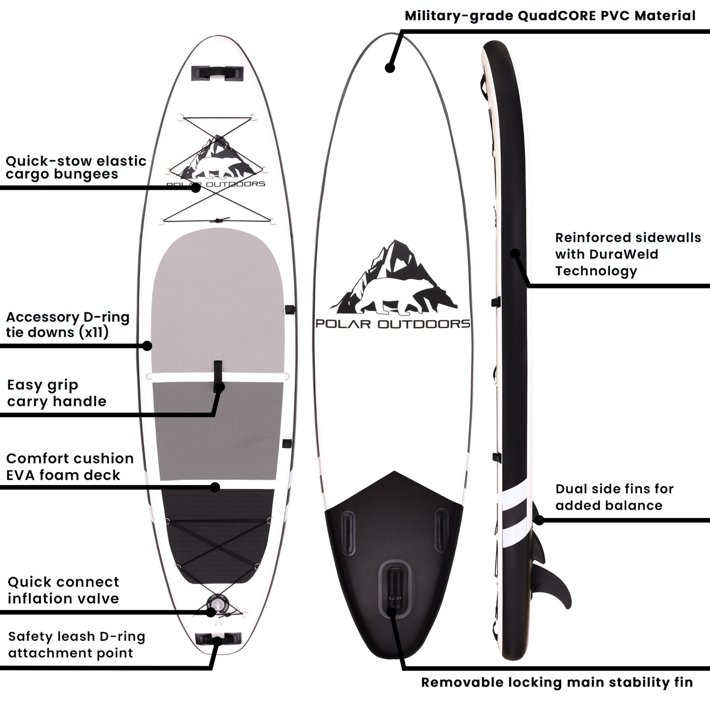 Roc Inflatable Stand Up Paddle Board with Premium sup Accessories & Backpack, Non-Slip Deck, Waterproof Bag, Leash, Paddle and Hand Pump