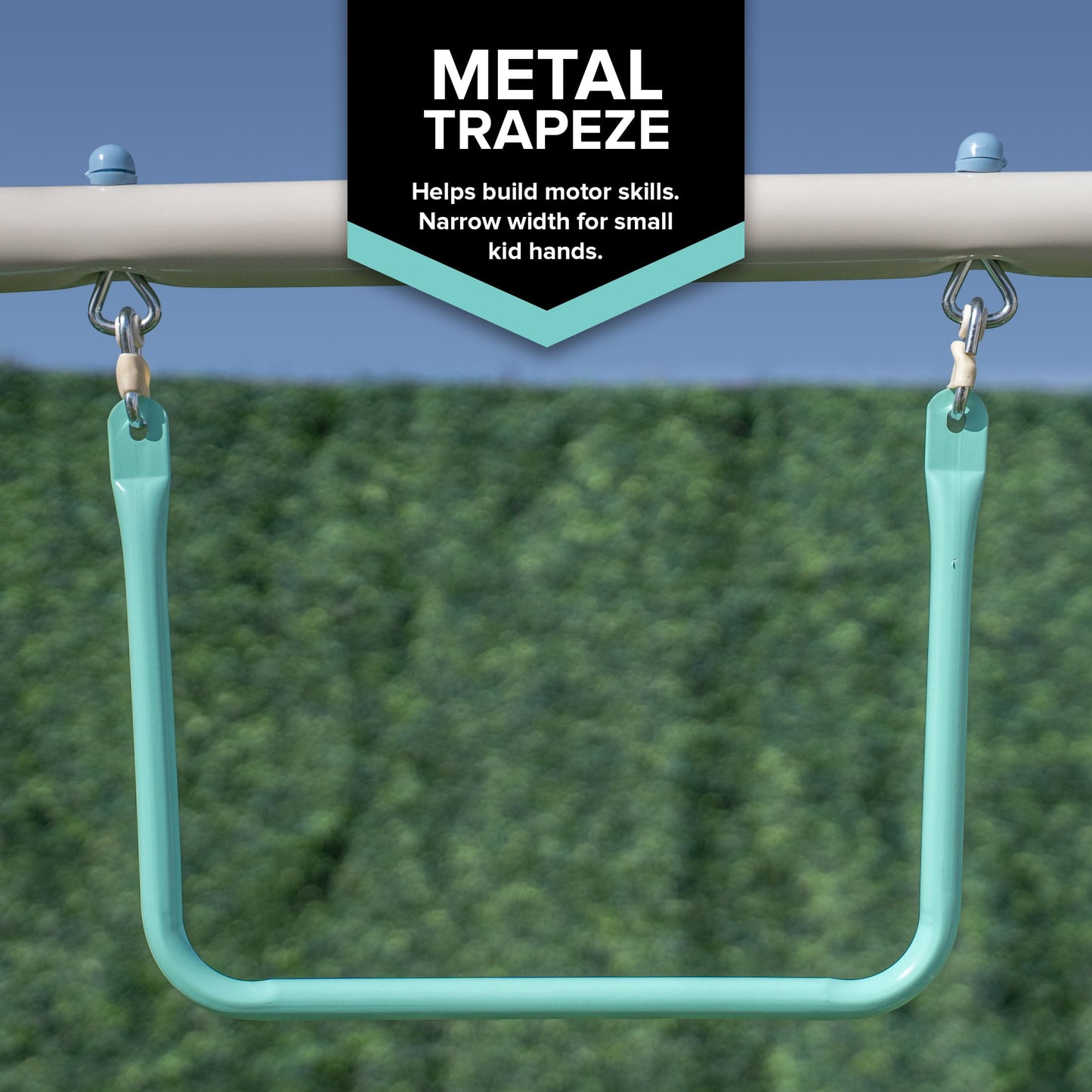 Sportspower Arcadia Metal Swing Set with Trapeze, 2 Person Glider Swing, and Lifetime Warranty on Blow Molded Slide