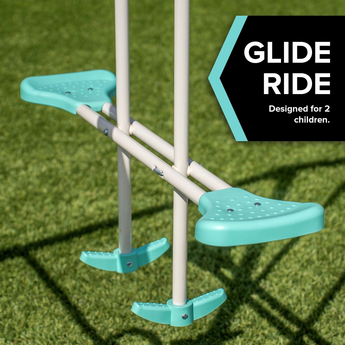 Sportspower Arcadia Metal Swing Set with Trapeze, 2 Person Glider Swing, and Lifetime Warranty on Blow Molded Slide