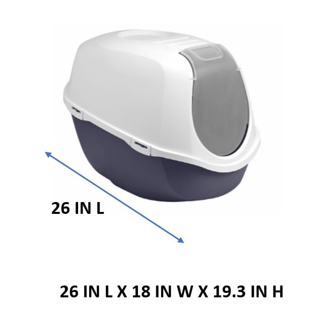 Vibrant Life Mega Smart Cat Cove Enclosed Cat Litterbox, Navy & White