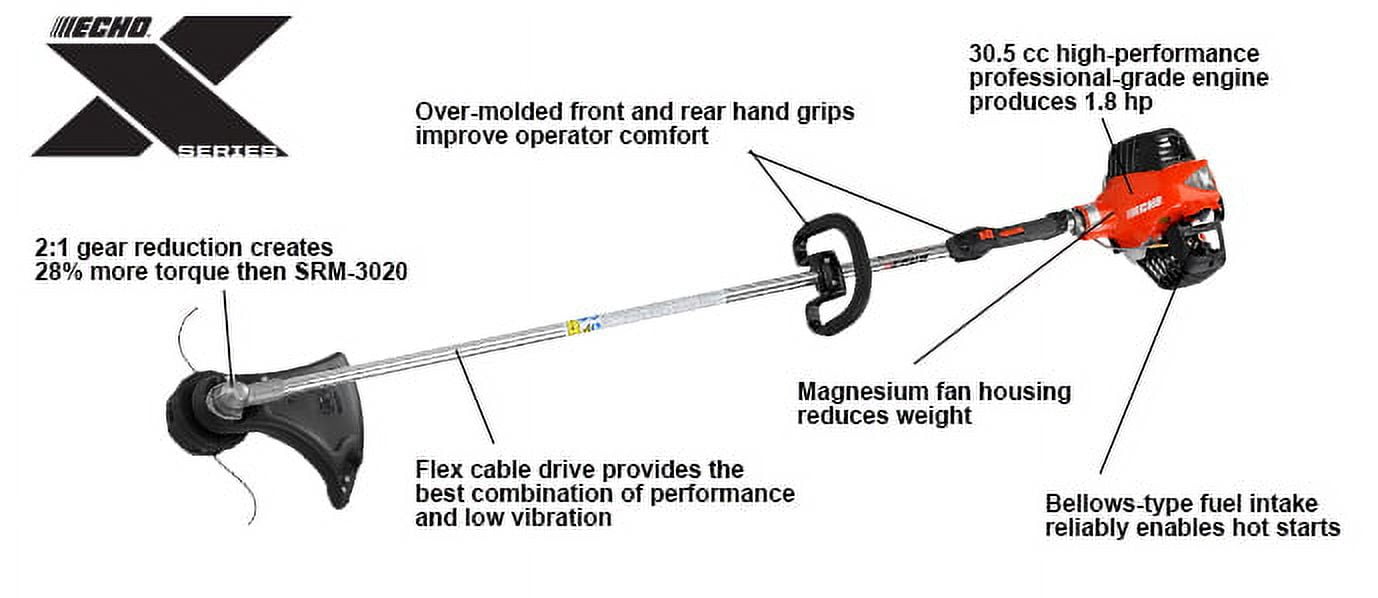 Echo 30 cc Gas 2-Stroke X Series Straight Shaft String Trimmer - SRM-3020T