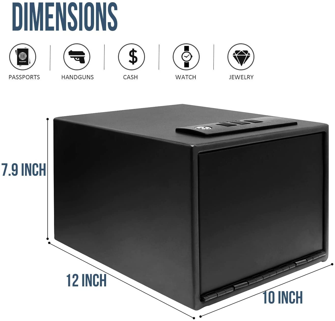 Reliancer Biometric Safe Box - 2.7 Cubic Feet Auto-Open Fingerprint Safe with 2Removable Shelf, Sensor Light,Full Felt Lining - Q345 Alloy Steel Home Safe - Luxury Cabinet Safe for Home Office Storage