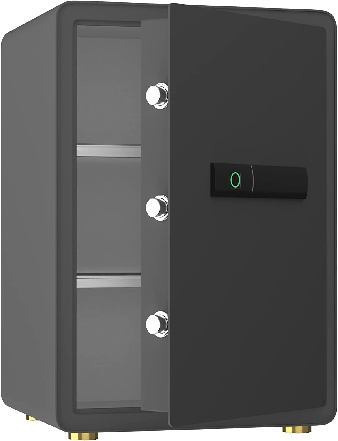 Reliancer Biometric Safe Box - 2.7 Cubic Feet Auto-Open Fingerprint Safe with 2Removable Shelf, Sensor Light,Full Felt Lining - Q345 Alloy Steel Home Safe - Luxury Cabinet Safe for Home Office Storage