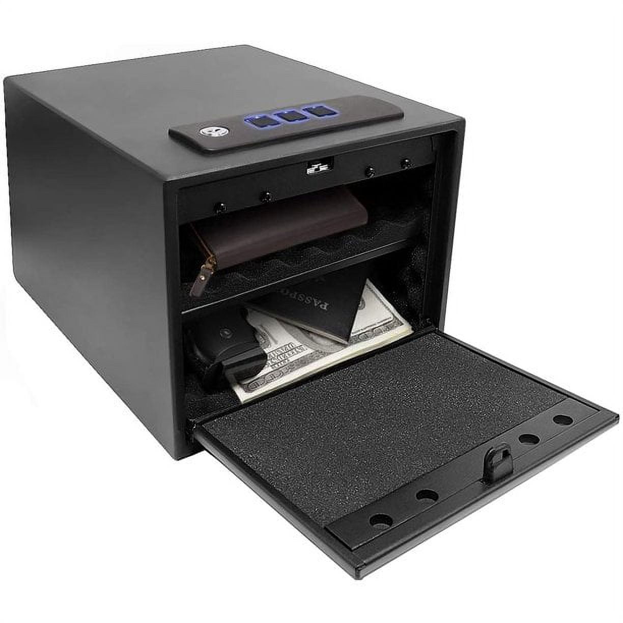 Reliancer Biometric Safe Box - 2.7 Cubic Feet Auto-Open Fingerprint Safe with 2Removable Shelf, Sensor Light,Full Felt Lining - Q345 Alloy Steel Home Safe - Luxury Cabinet Safe for Home Office Storage