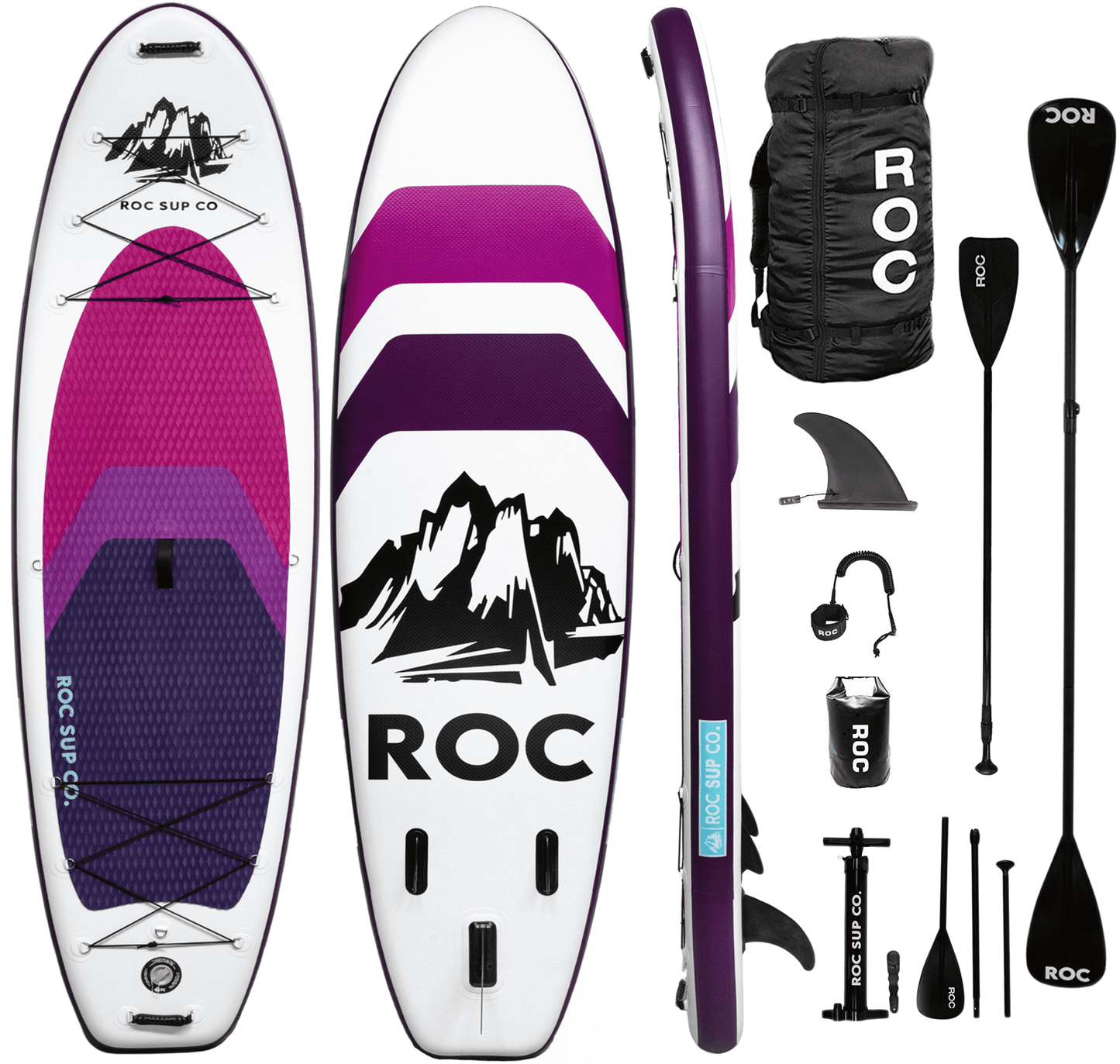 Roc Inflatable Stand Up Paddle Board with Premium sup Accessories & Backpack, Non-Slip Deck, Waterproof Bag, Leash, Paddle and Hand Pump