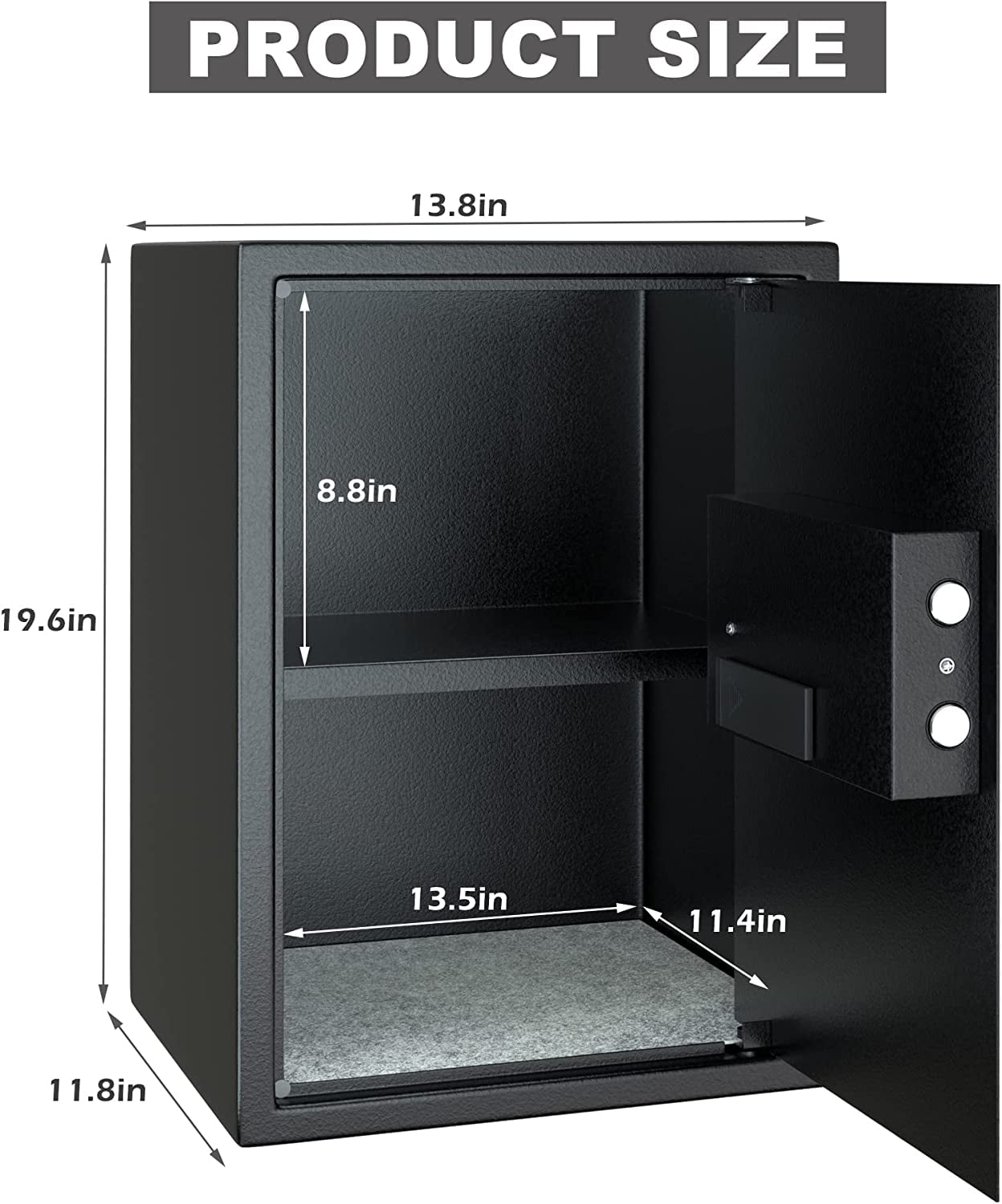 Reliancer Biometric Safe Box - 2.7 Cubic Feet Auto-Open Fingerprint Safe with 2Removable Shelf, Sensor Light,Full Felt Lining - Q345 Alloy Steel Home Safe - Luxury Cabinet Safe for Home Office Storage