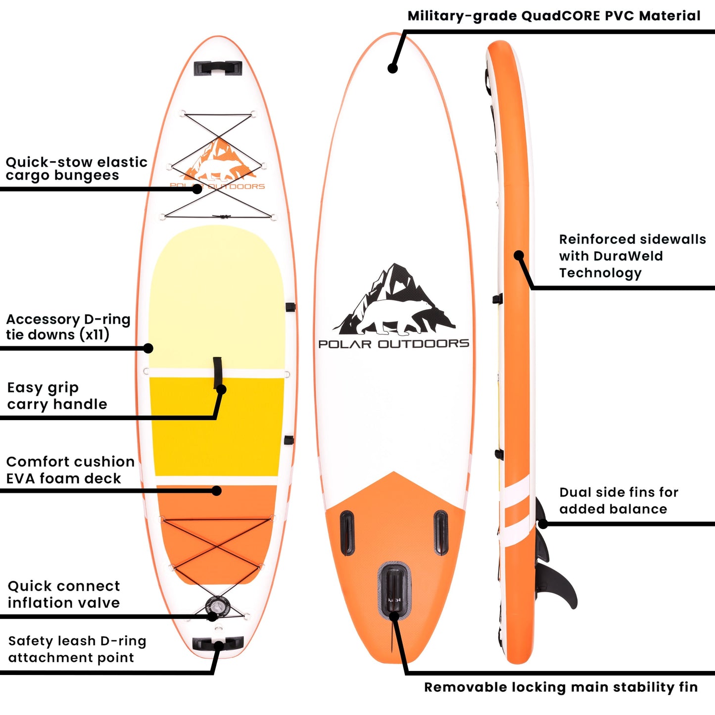 Roc Inflatable Stand Up Paddle Board with Premium sup Accessories & Backpack, Non-Slip Deck, Waterproof Bag, Leash, Paddle and Hand Pump