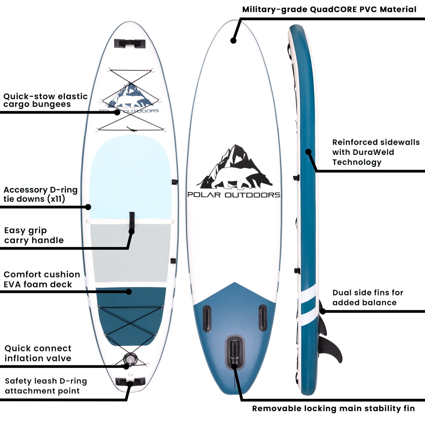 Roc Inflatable Stand Up Paddle Board with Premium sup Accessories & Backpack, Non-Slip Deck, Waterproof Bag, Leash, Paddle and Hand Pump