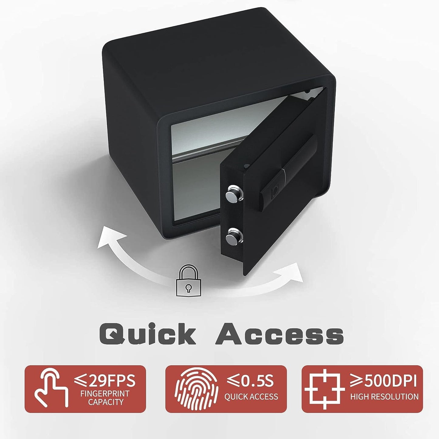Reliancer Biometric Safe Box - 2.7 Cubic Feet Auto-Open Fingerprint Safe with 2Removable Shelf, Sensor Light,Full Felt Lining - Q345 Alloy Steel Home Safe - Luxury Cabinet Safe for Home Office Storage