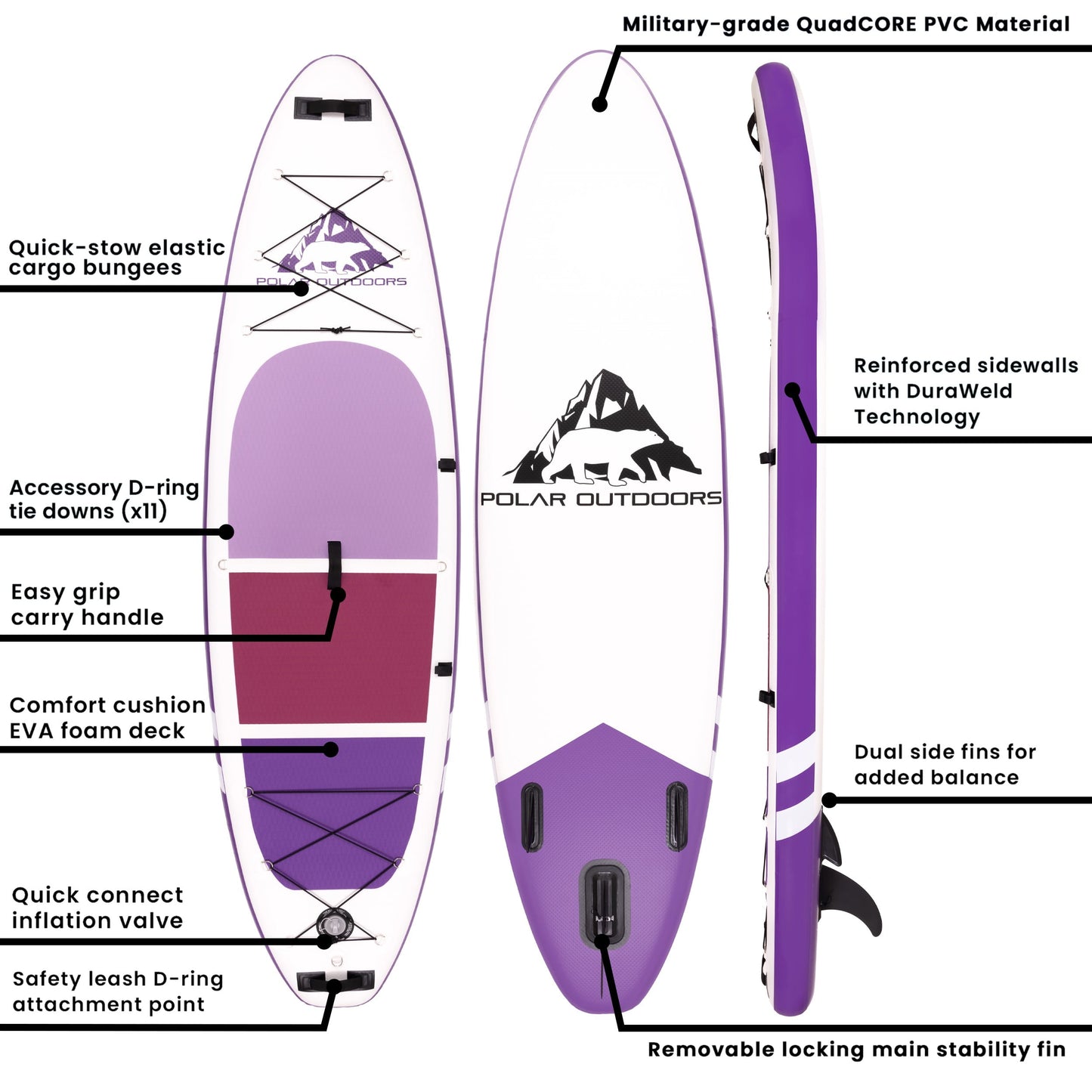 Roc Inflatable Stand Up Paddle Board with Premium sup Accessories & Backpack, Non-Slip Deck, Waterproof Bag, Leash, Paddle and Hand Pump