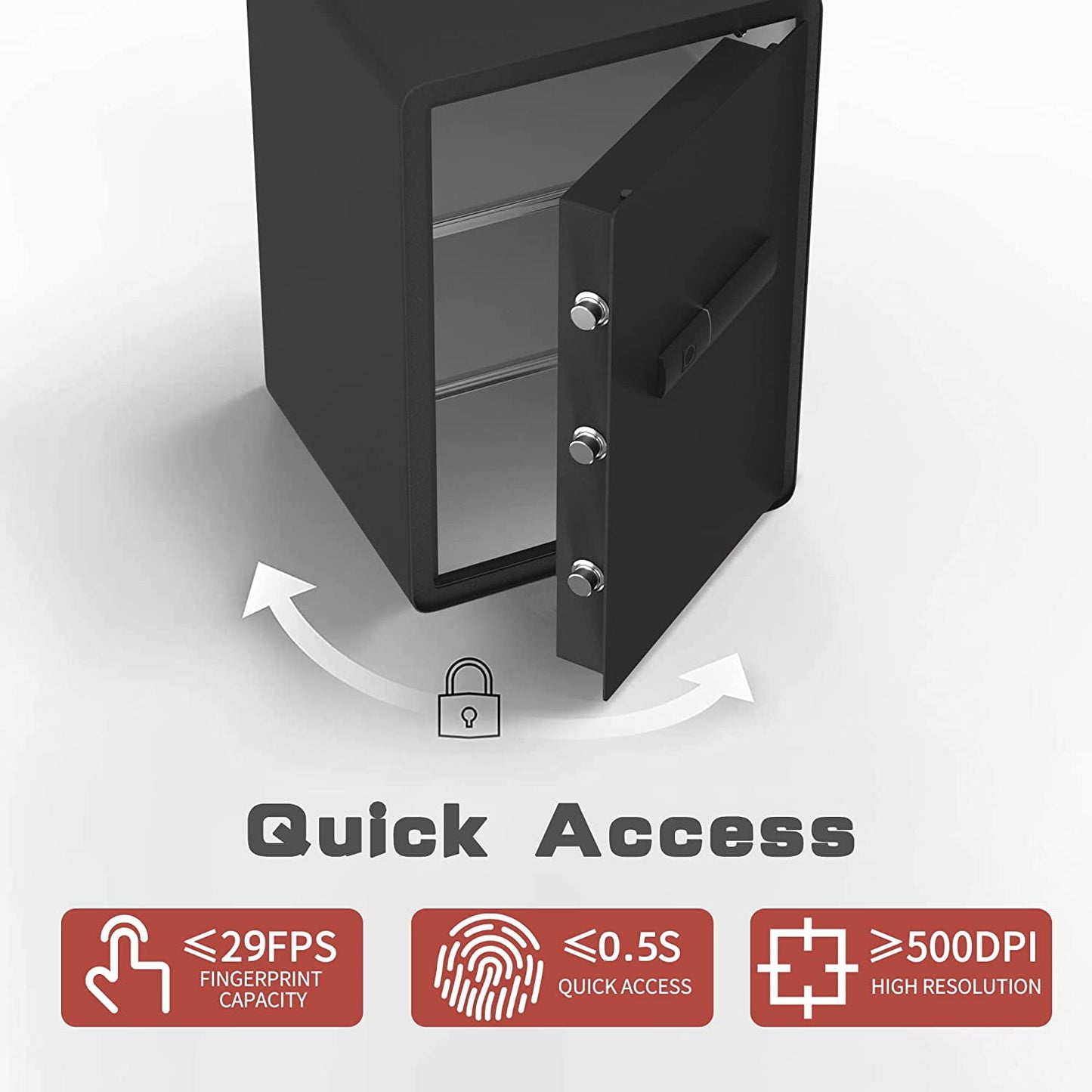 Reliancer Biometric Safe Box - 2.7 Cubic Feet Auto-Open Fingerprint Safe with 2Removable Shelf, Sensor Light,Full Felt Lining - Q345 Alloy Steel Home Safe - Luxury Cabinet Safe for Home Office Storage