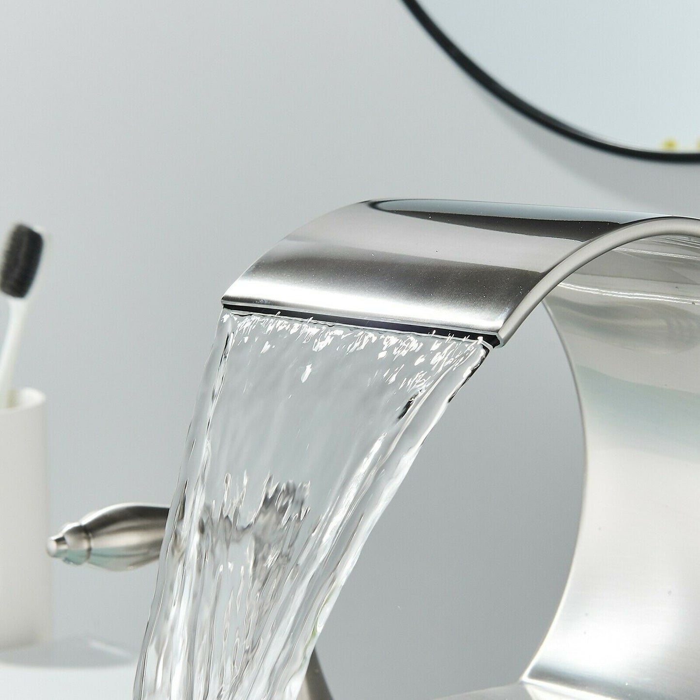 Zovajonia 3 Hole Bathroom Faucet, Matte Black Dual Crystal Knobs Vanity Basin LED Sink Faucet Mixer Bronze Bath Faucets,Widespread bathroom faucets for sink 3 hole Waterfall Tub Faucet