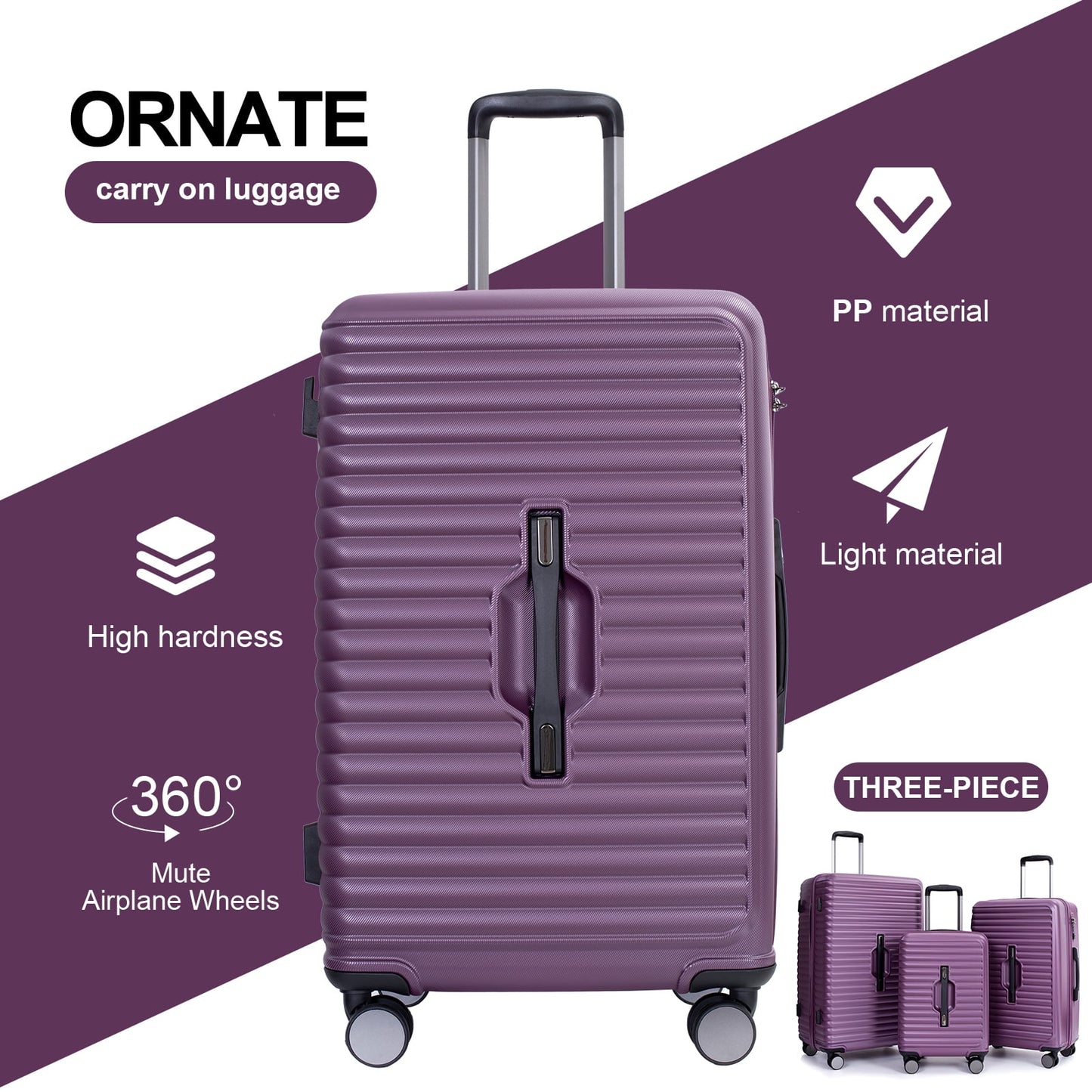 Travelhouse 3 Piece Hardside Luggage Set Hardshell Lightweight Suitcase with TSA Lock Spinner Wheels 3 .(Orange)