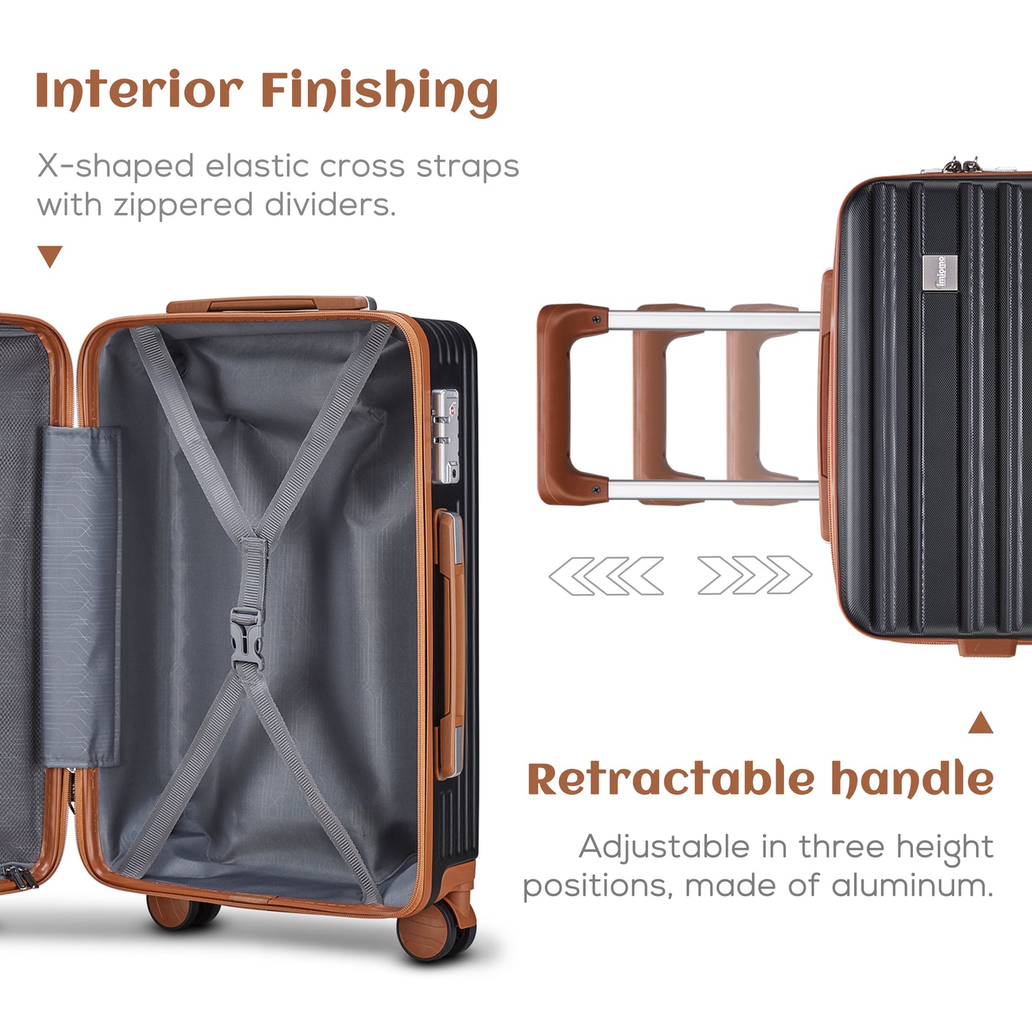 imiomo 20" Carry-on Luggage, Hard Luggage with Spinner Wheels, Lightweight Luggage Set with TSA Lock