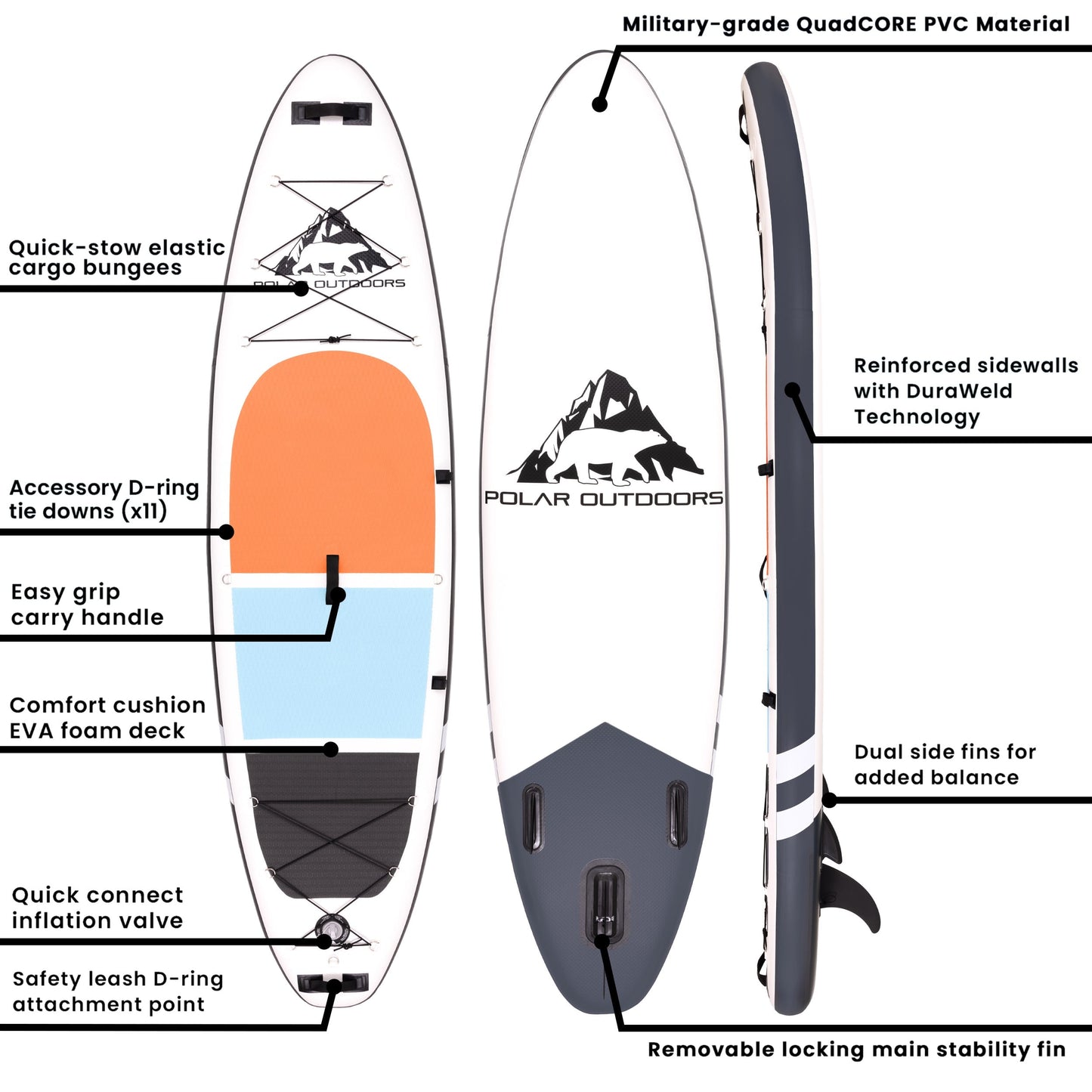 Roc Inflatable Stand Up Paddle Board with Premium sup Accessories & Backpack, Non-Slip Deck, Waterproof Bag, Leash, Paddle and Hand Pump