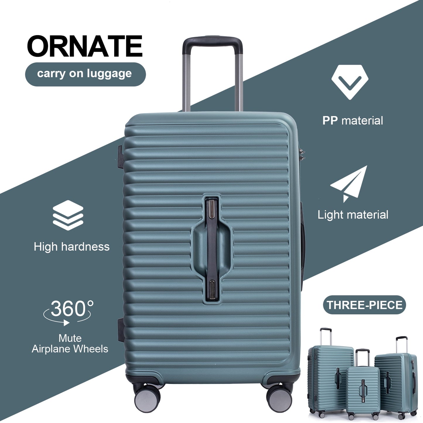 Travelhouse 3 Piece Hardside Luggage Set Hardshell Lightweight Suitcase with TSA Lock Spinner Wheels 3 .(Orange)