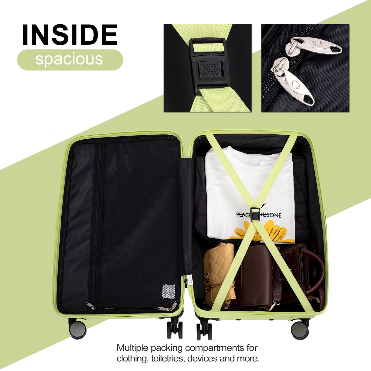 Travelhouse 3 Piece Hardside Luggage Set Hardshell Lightweight Suitcase with TSA Lock Spinner Wheels 3 .(Orange)