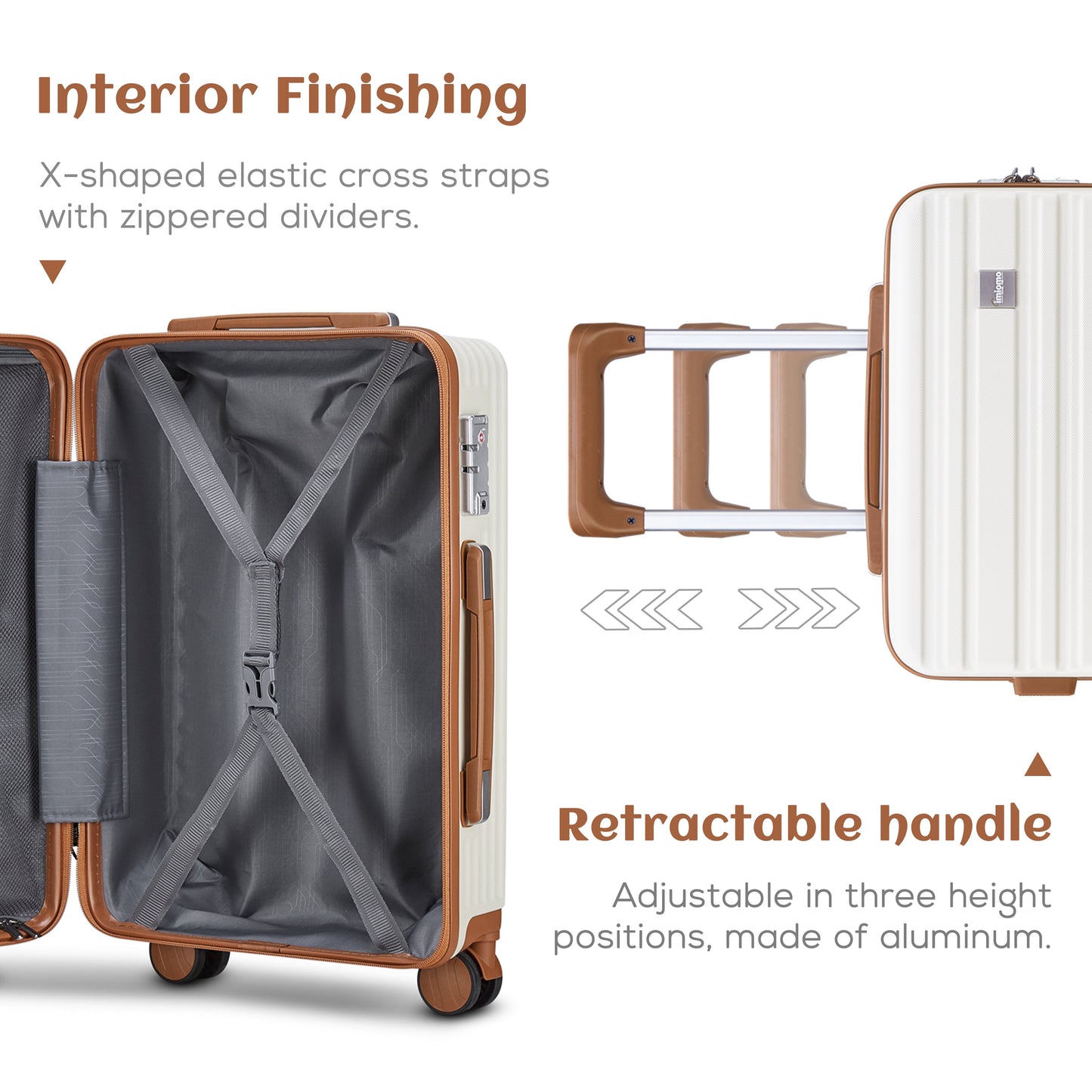 imiomo 20" Carry-on Luggage, Hard Luggage with Spinner Wheels, Lightweight Luggage Set with TSA Lock