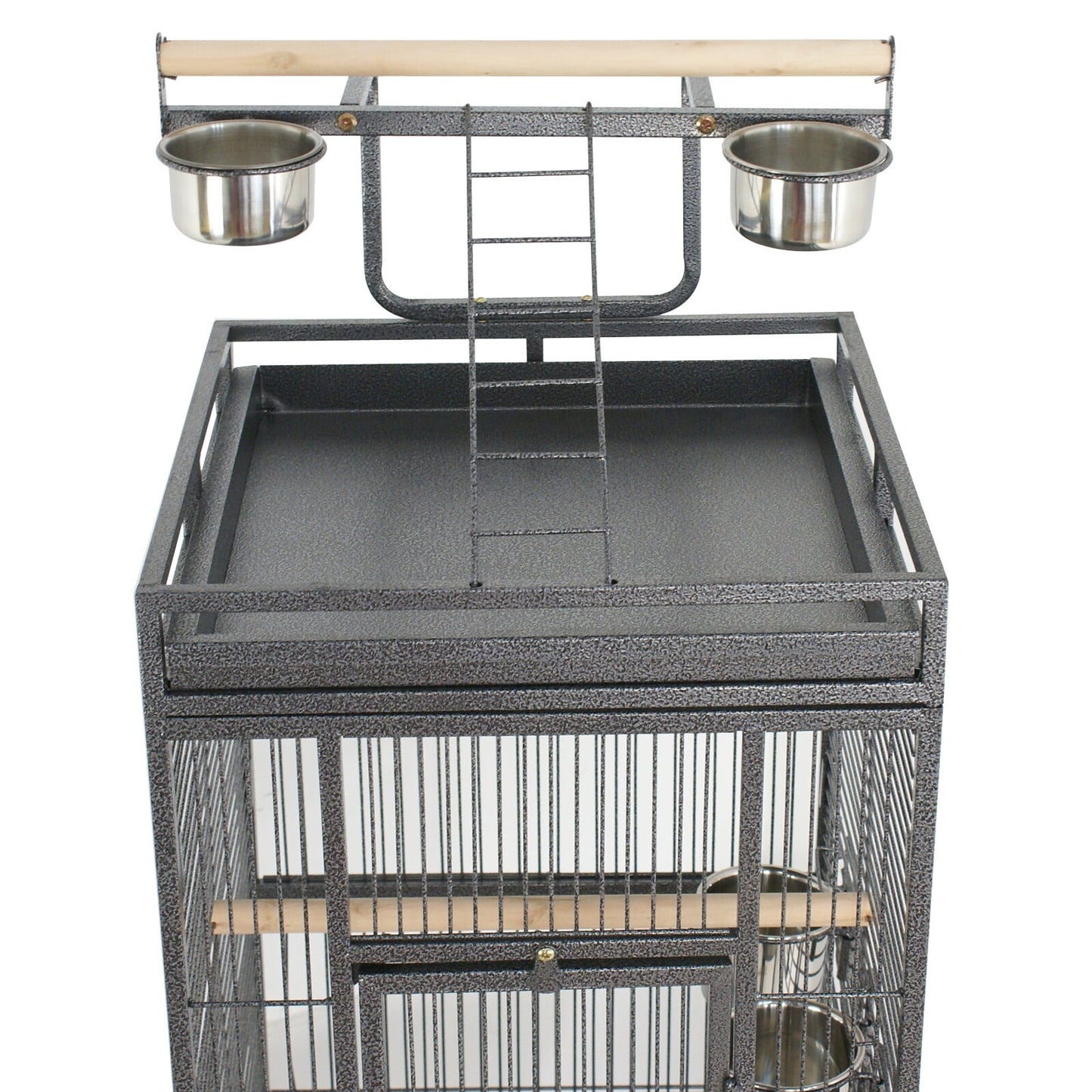 ZENSTYLE 61" Large Bird Cage with Rolling Stand Parrot Cage Cockatiel House Wrought Iron Birdcage, Black