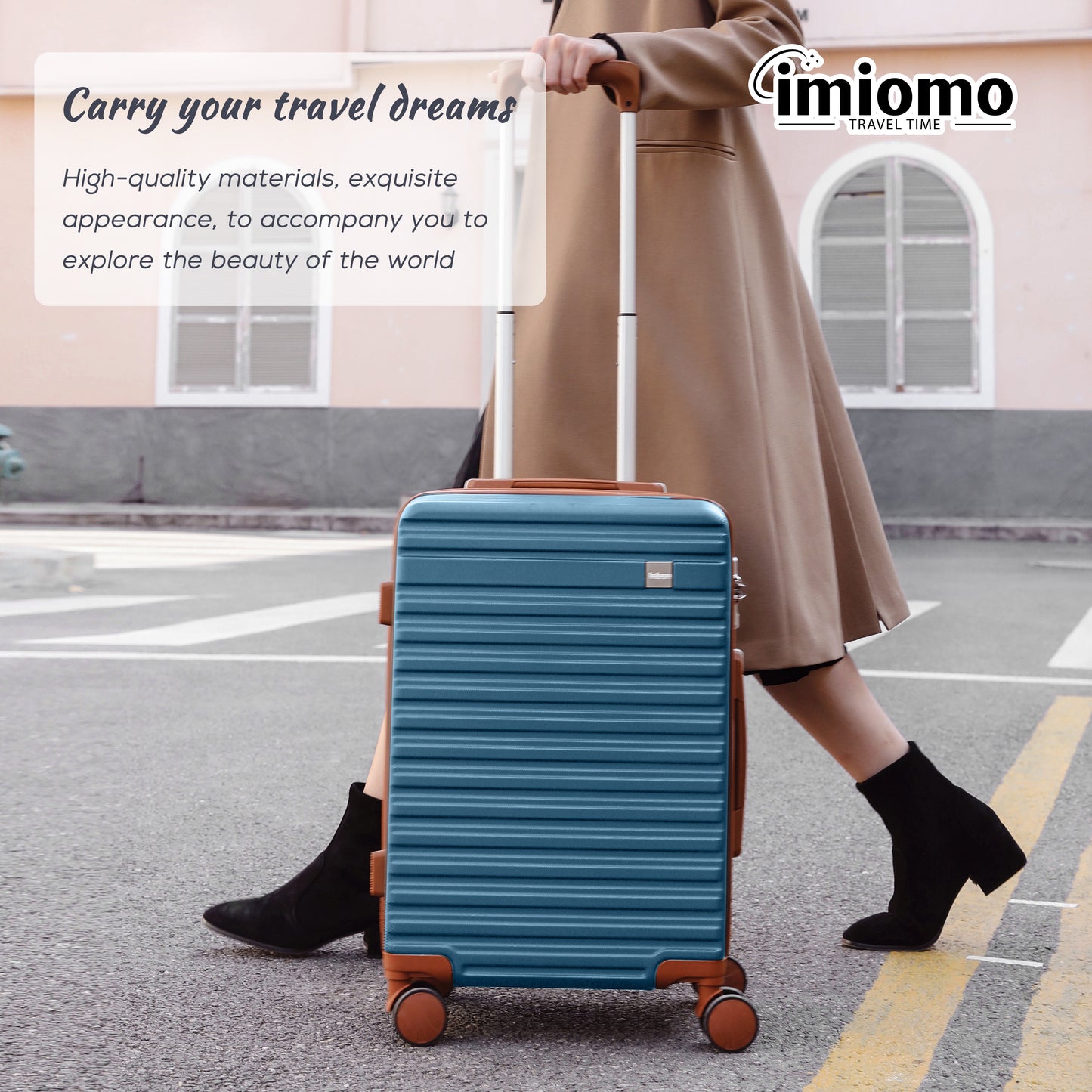 imiomo 20" Carry-on Luggage, Hard Luggage with Spinner Wheels, Lightweight Luggage Set with TSA Lock