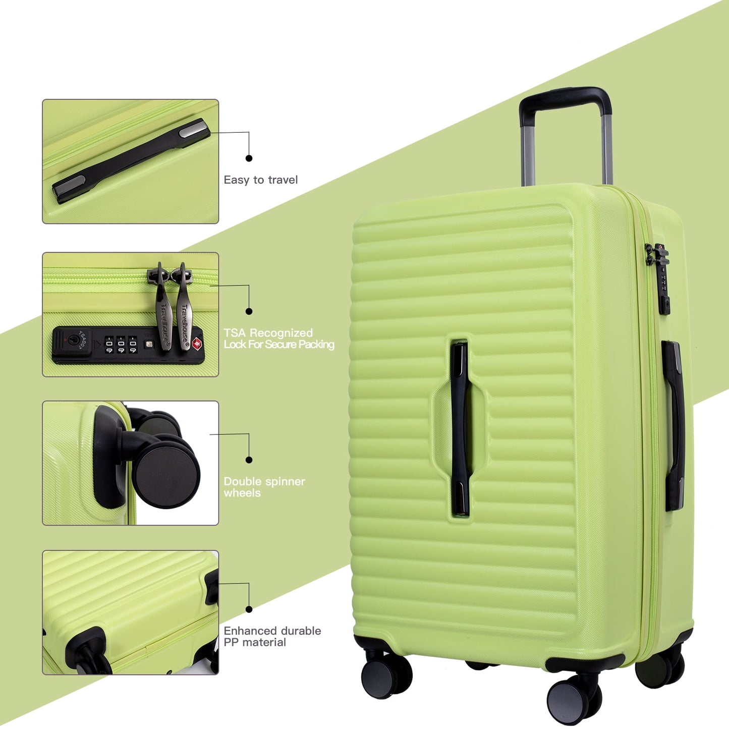 Travelhouse 3 Piece Hardside Luggage Set Hardshell Lightweight Suitcase with TSA Lock Spinner Wheels 3 .(Orange)