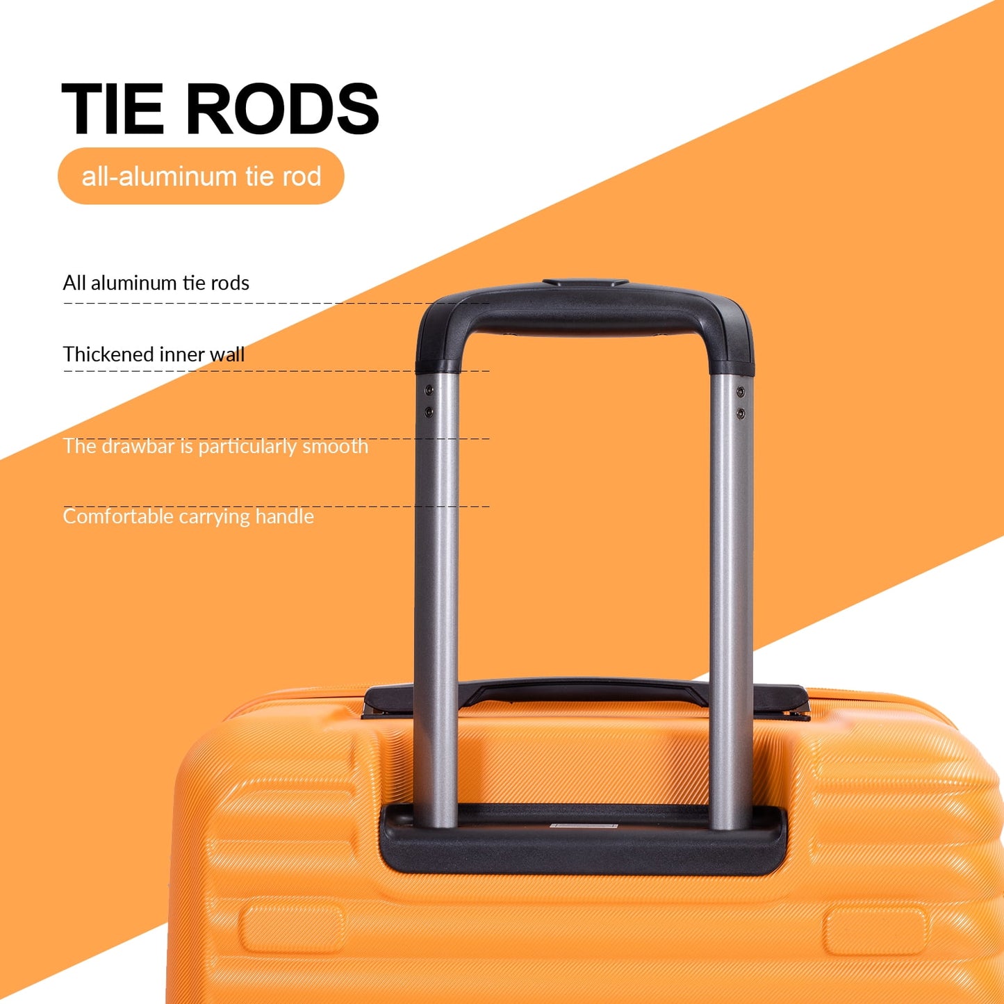 Travelhouse 3 Piece Hardside Luggage Set Hardshell Lightweight Suitcase with TSA Lock Spinner Wheels 3 .(Orange)