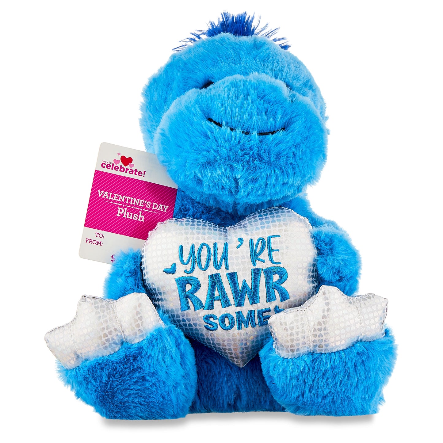 9.5In Gray and Purple Dinosaur Plush Toy for Adult, Way to Celebrate!