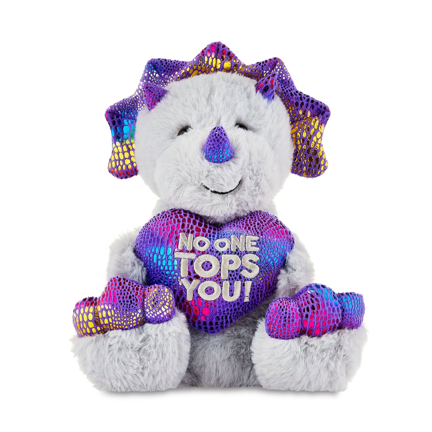 9.5In Gray and Purple Dinosaur Plush Toy for Adult, Way to Celebrate!