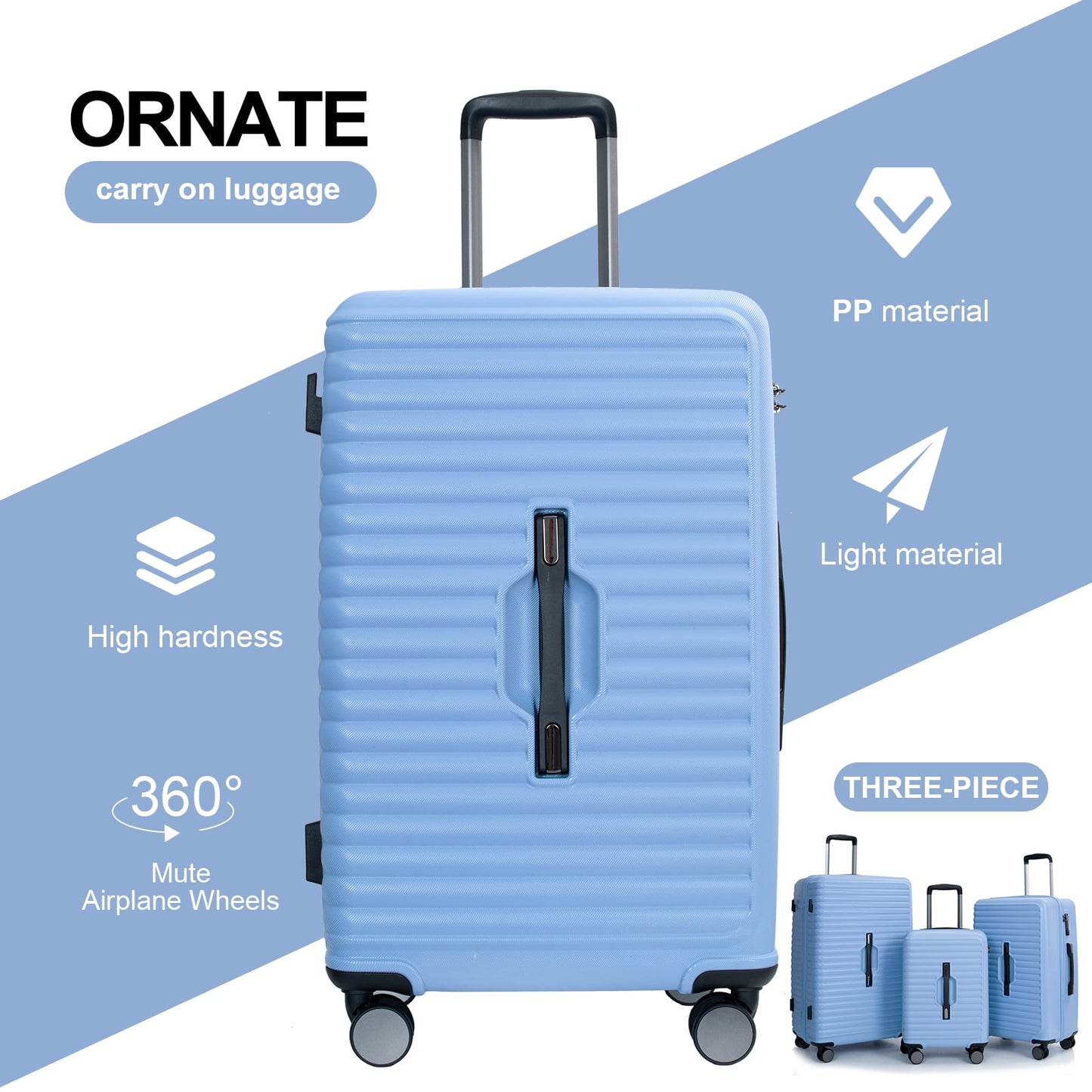 Travelhouse 3 Piece Hardside Luggage Set Hardshell Lightweight Suitcase with TSA Lock Spinner Wheels 3 .(Orange)