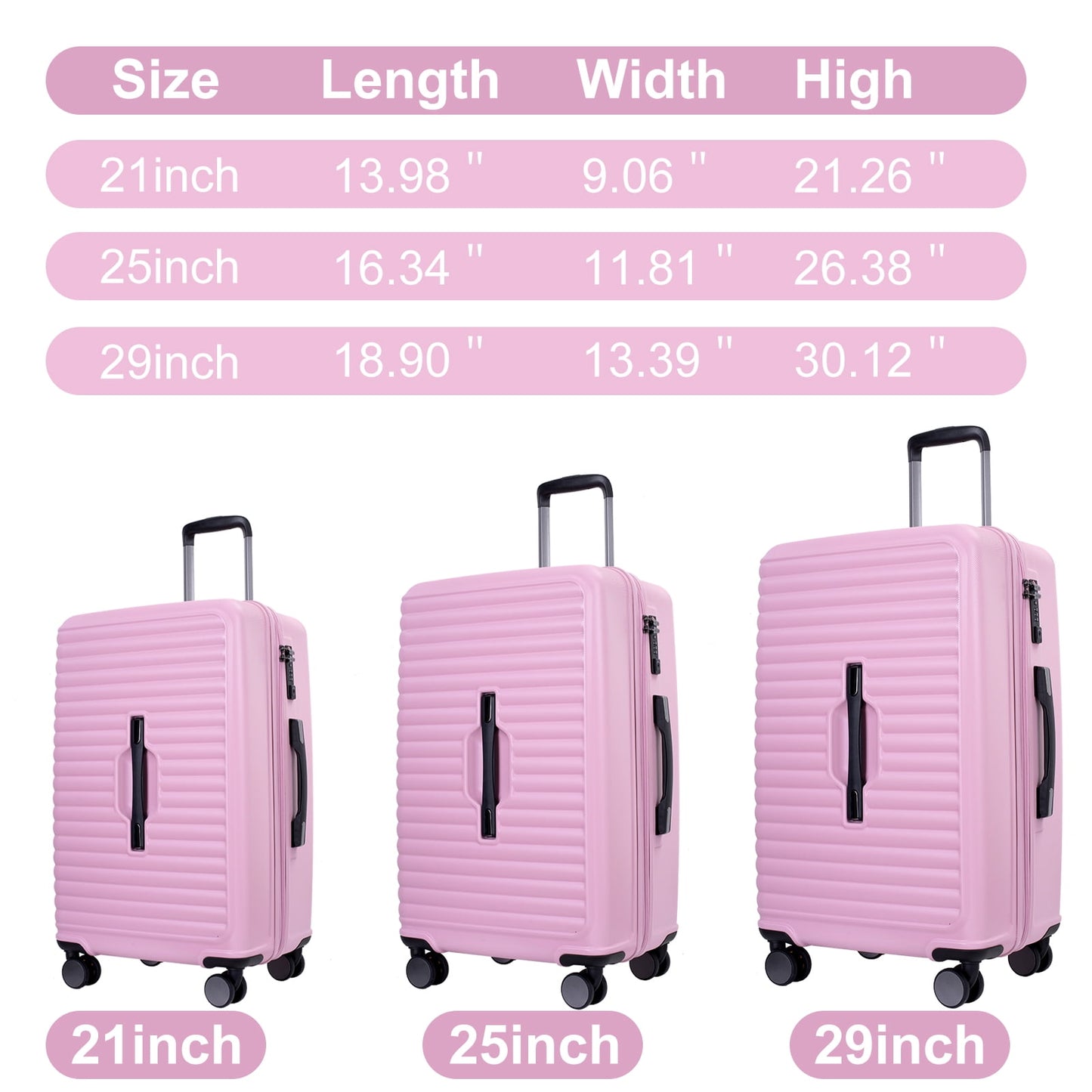 Travelhouse 3 Piece Hardside Luggage Set Hardshell Lightweight Suitcase with TSA Lock Spinner Wheels 3 .(Orange)