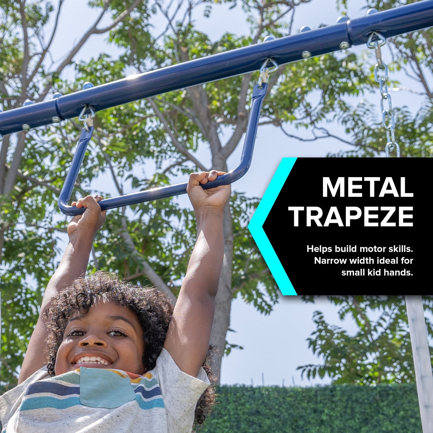 Sportspower Arcadia Metal Swing Set with Trapeze, 2 Person Glider Swing, and Lifetime Warranty on Blow Molded Slide
