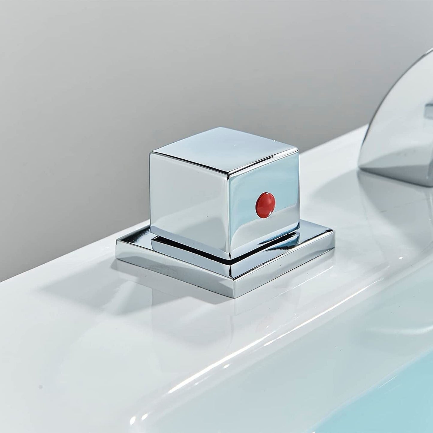 Zovajonia 3 Hole Bathroom Faucet, Matte Black Dual Crystal Knobs Vanity Basin LED Sink Faucet Mixer Bronze Bath Faucets,Widespread bathroom faucets for sink 3 hole Waterfall Tub Faucet