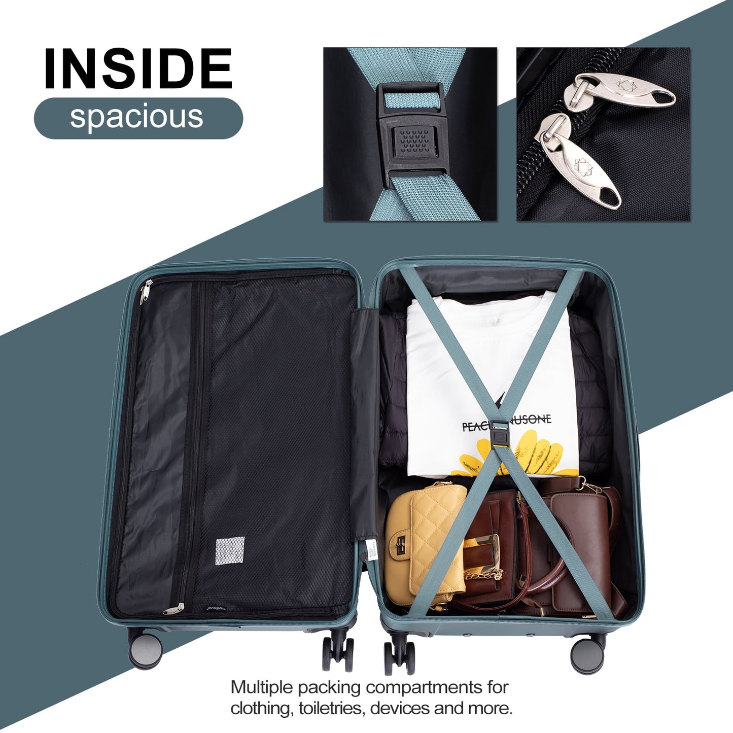 Travelhouse 3 Piece Hardside Luggage Set Hardshell Lightweight Suitcase with TSA Lock Spinner Wheels 3 .(Orange)