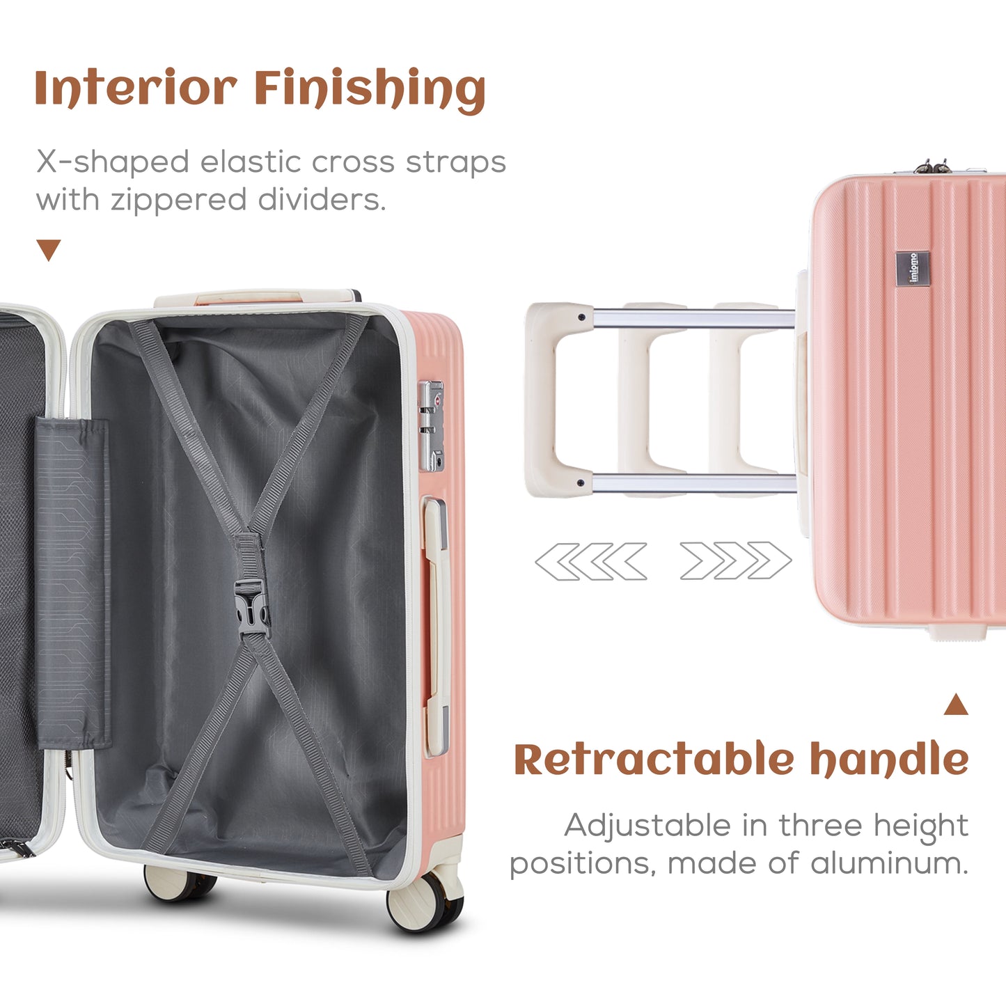 imiomo 20" Carry-on Luggage, Hard Luggage with Spinner Wheels, Lightweight Luggage Set with TSA Lock