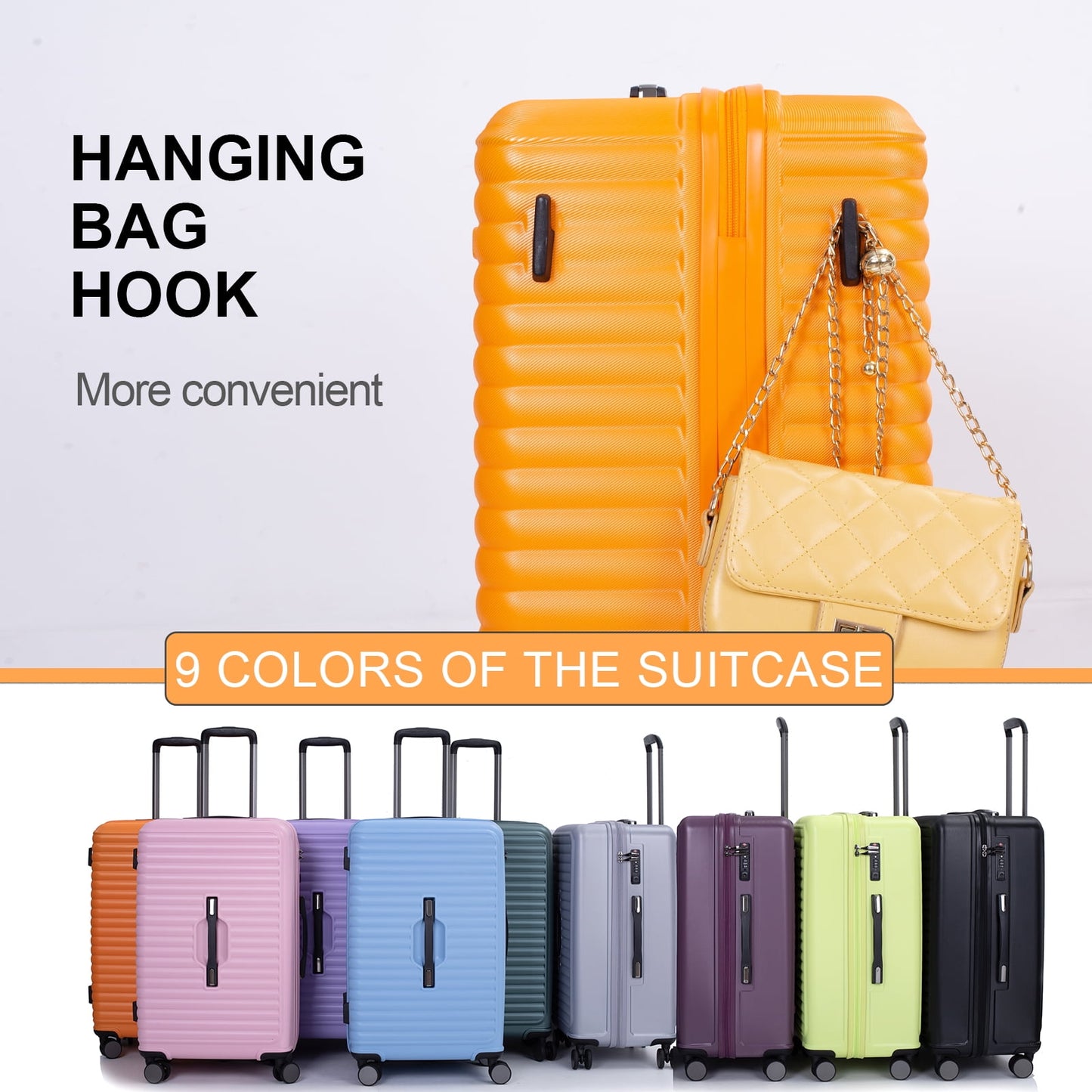 Travelhouse 3 Piece Hardside Luggage Set Hardshell Lightweight Suitcase with TSA Lock Spinner Wheels 3 .(Orange)