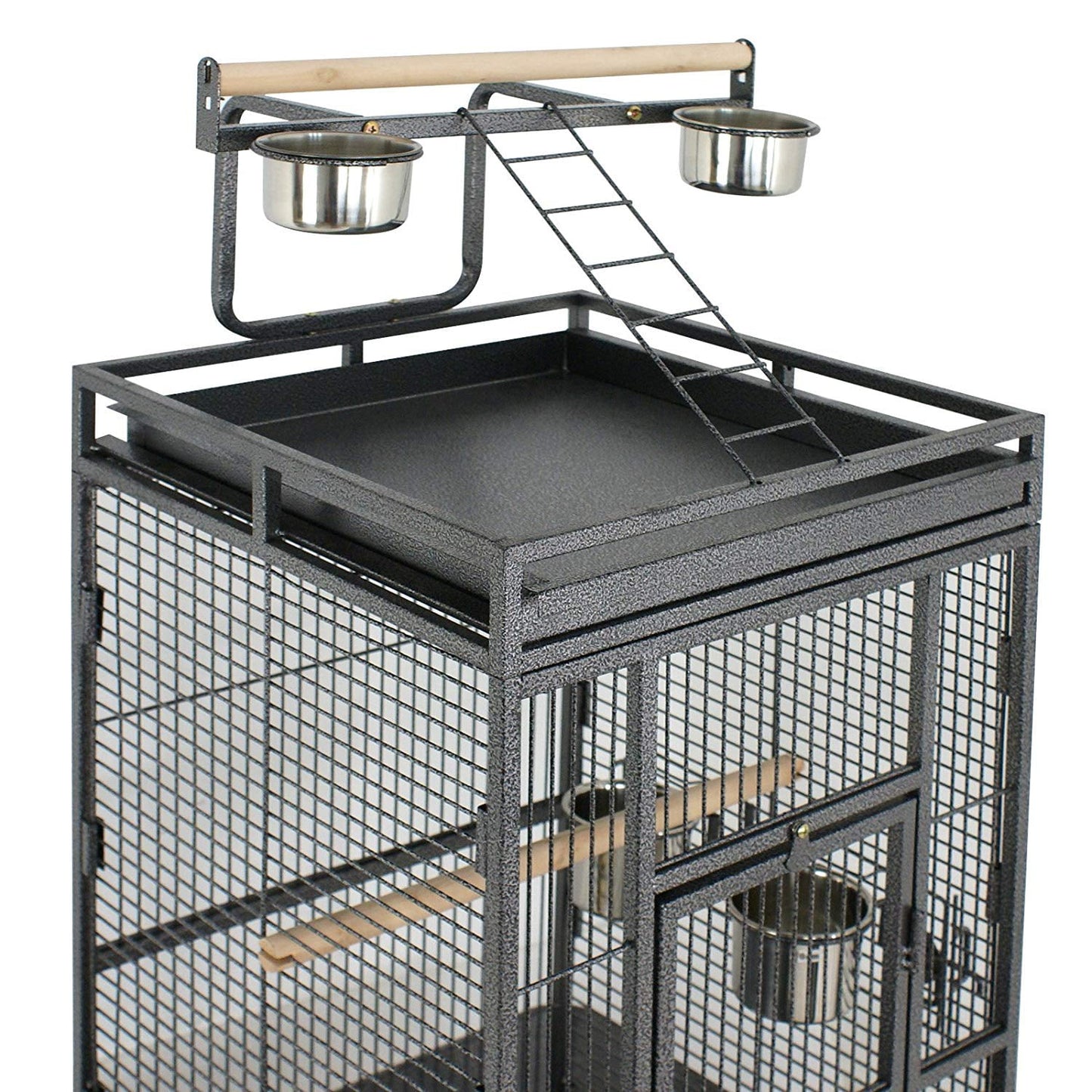 ZENSTYLE 61" Large Bird Cage with Rolling Stand Parrot Cage Cockatiel House Wrought Iron Birdcage, Black