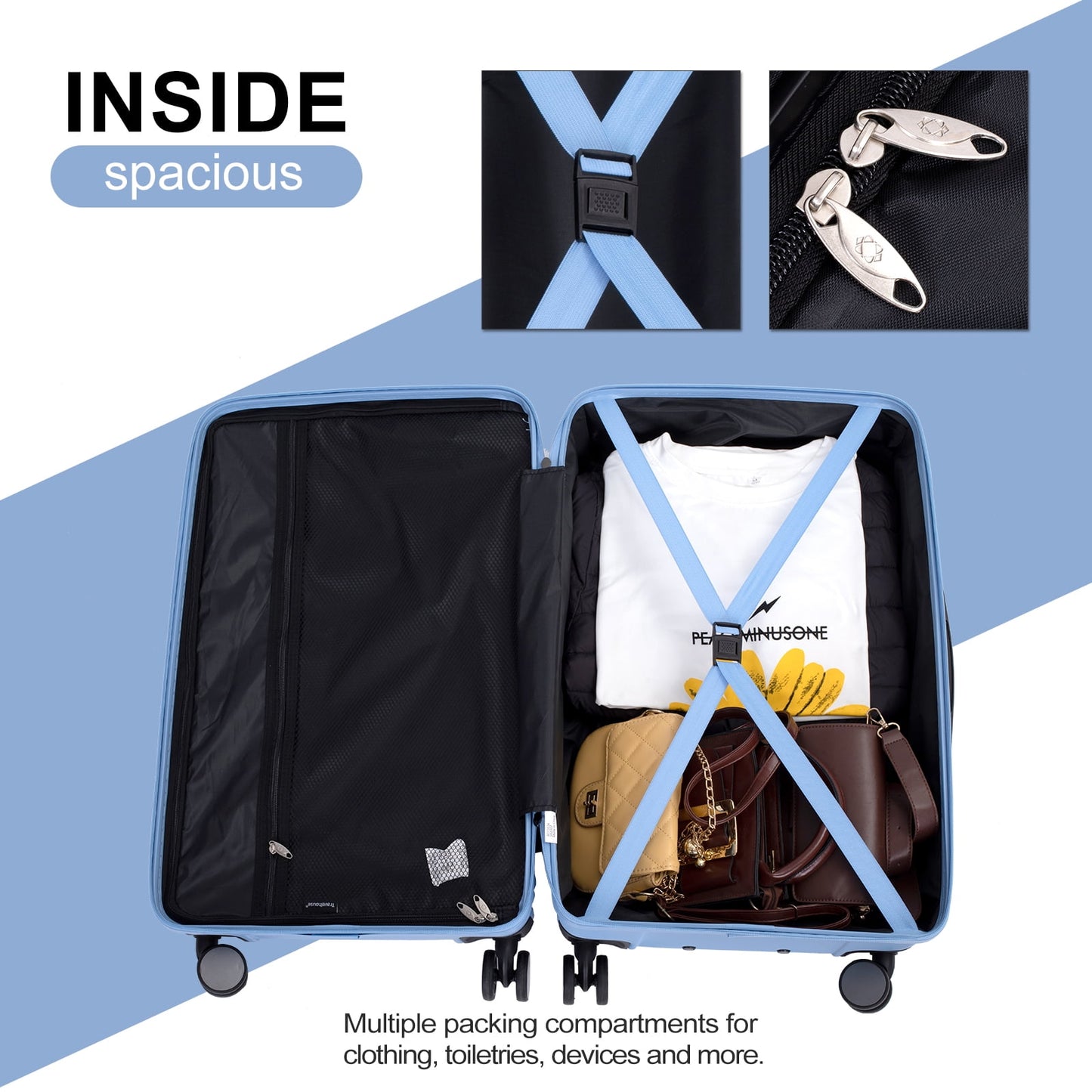 Travelhouse 3 Piece Hardside Luggage Set Hardshell Lightweight Suitcase with TSA Lock Spinner Wheels 3 .(Orange)