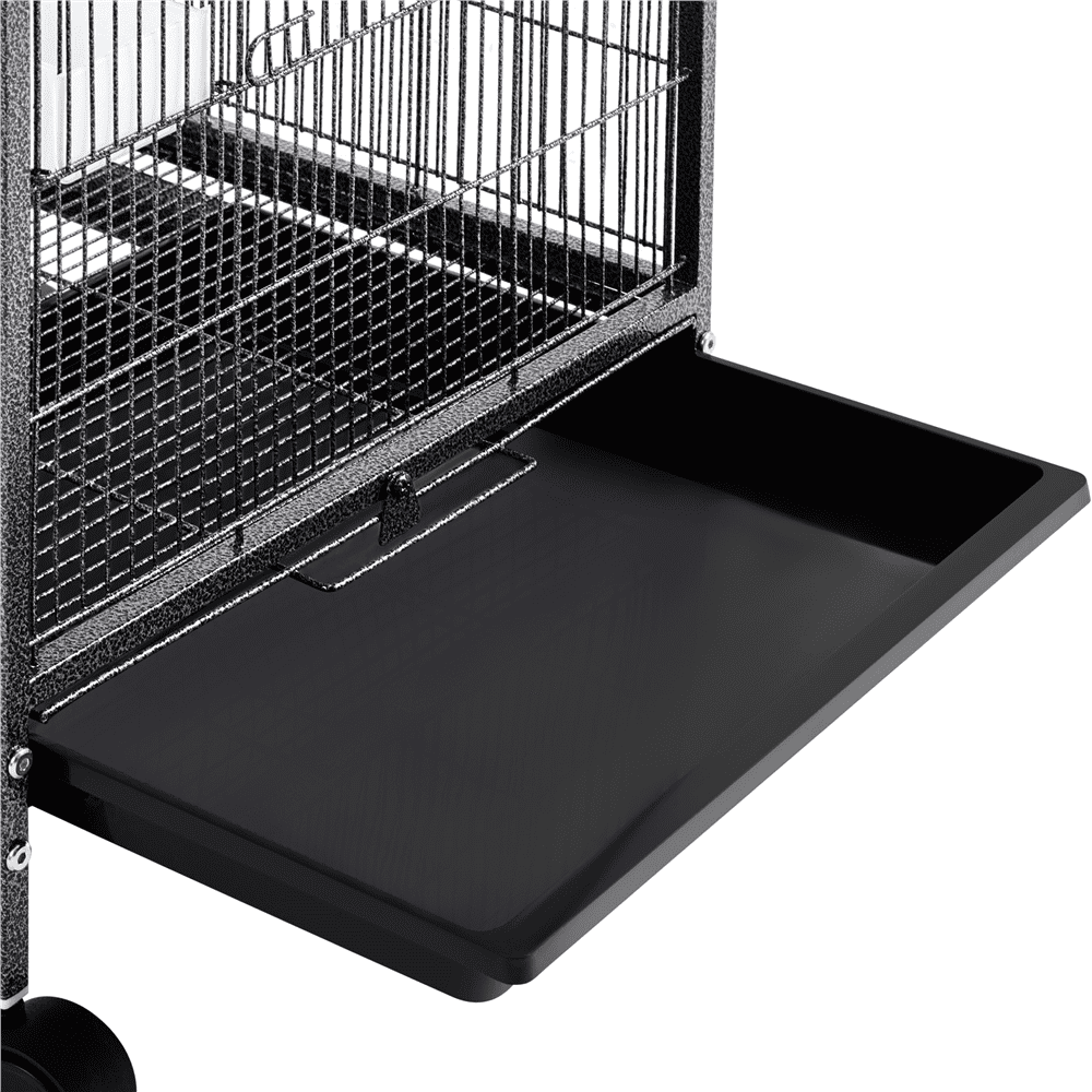 Topeakmart 40" H Wrought Iron Birdcage Open-Top Parrot Cage with Rolling Stand Black