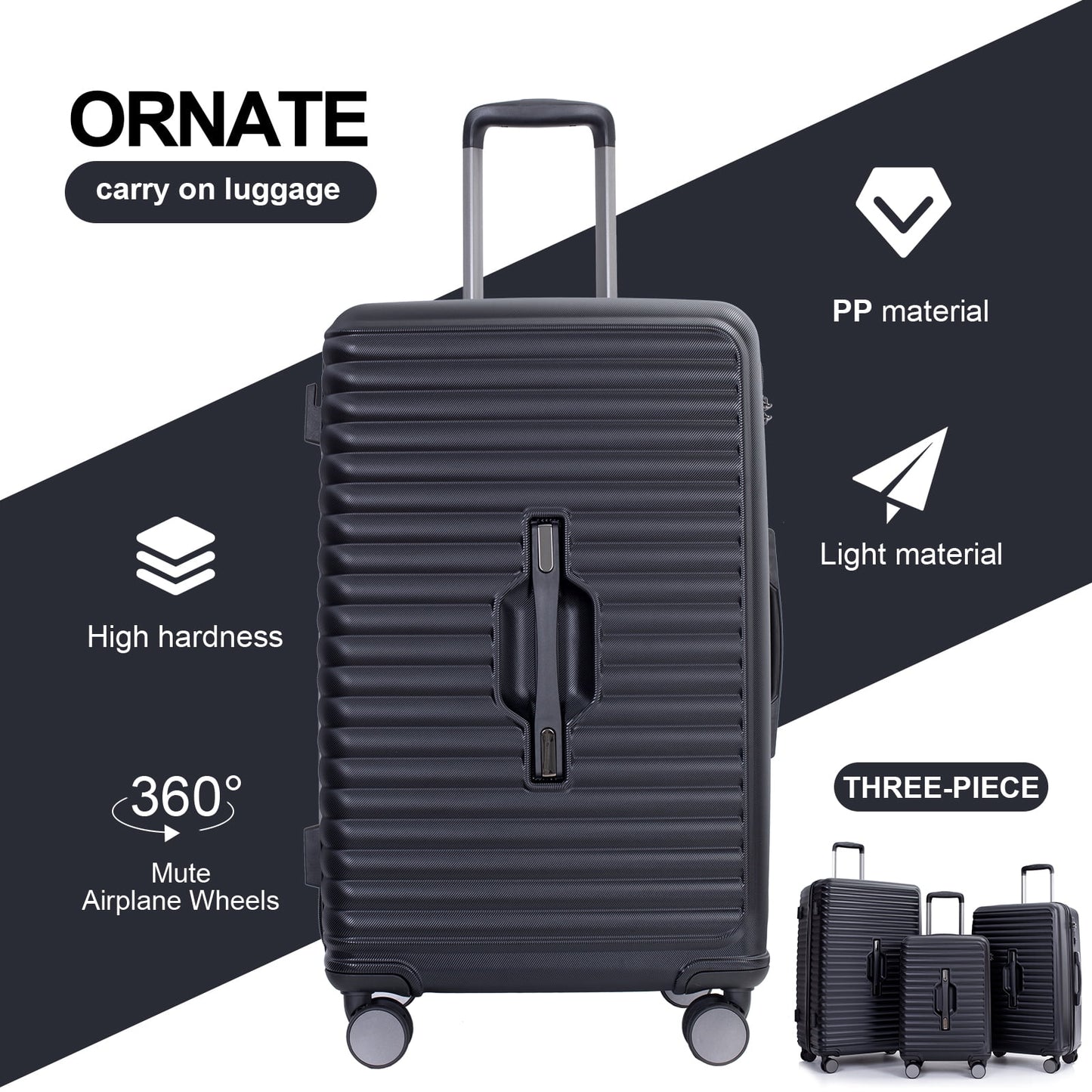 Travelhouse 3 Piece Hardside Luggage Set Hardshell Lightweight Suitcase with TSA Lock Spinner Wheels 3 .(Orange)