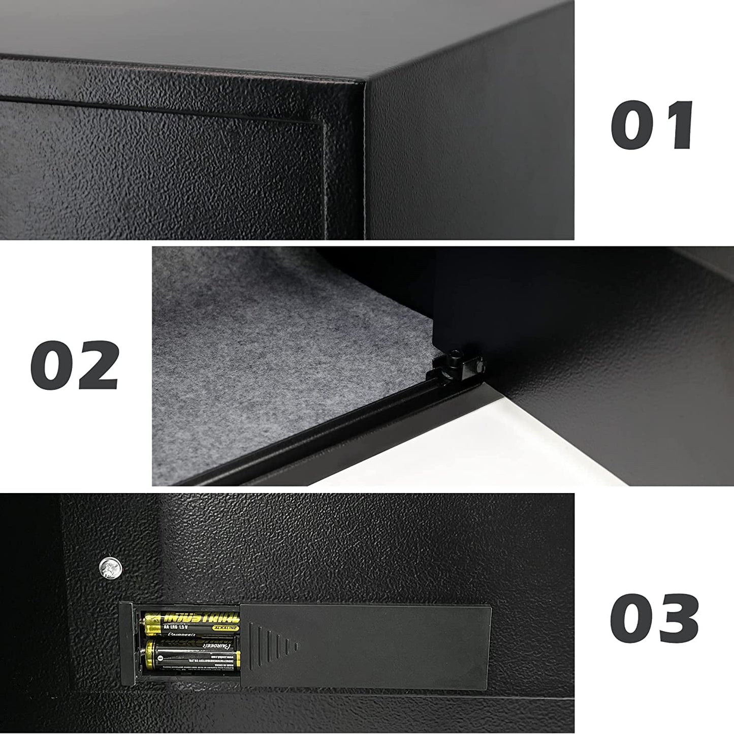 Reliancer Biometric Safe Box - 2.7 Cubic Feet Auto-Open Fingerprint Safe with 2Removable Shelf, Sensor Light,Full Felt Lining - Q345 Alloy Steel Home Safe - Luxury Cabinet Safe for Home Office Storage