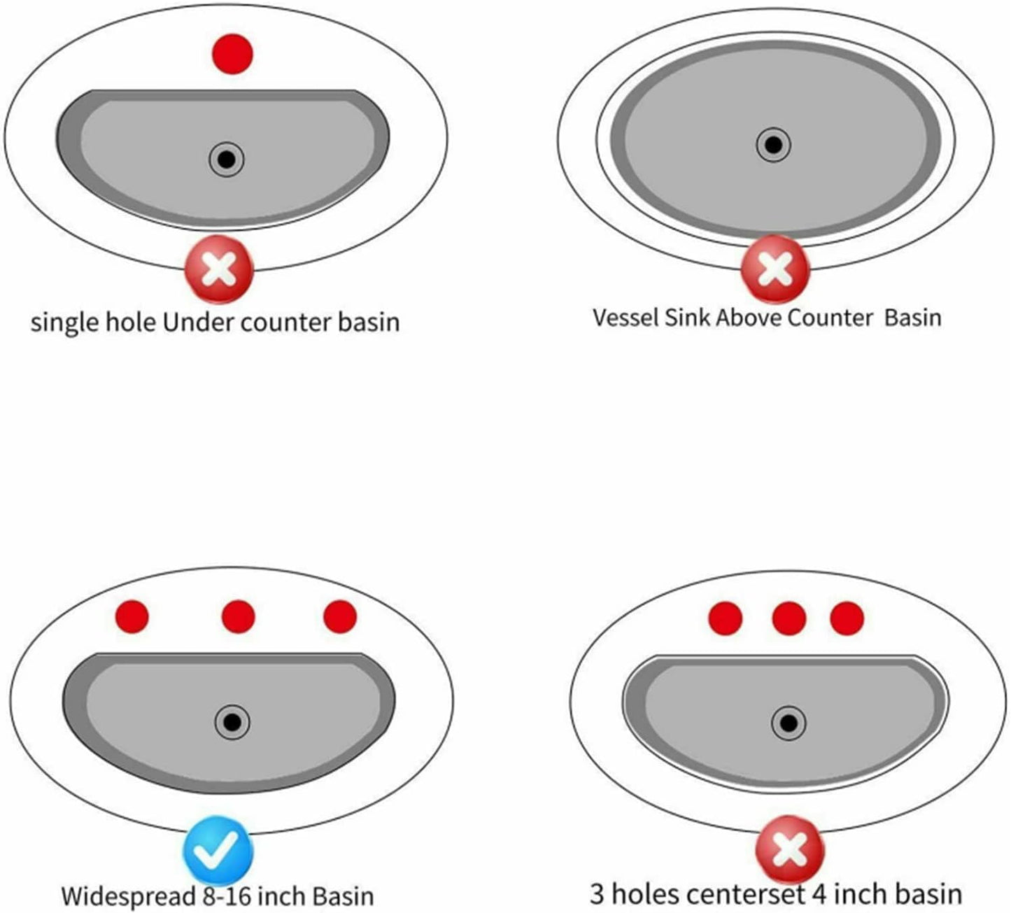 Zovajonia 3 Hole Bathroom Faucet, Matte Black Dual Crystal Knobs Vanity Basin LED Sink Faucet Mixer Bronze Bath Faucets,Widespread bathroom faucets for sink 3 hole Waterfall Tub Faucet