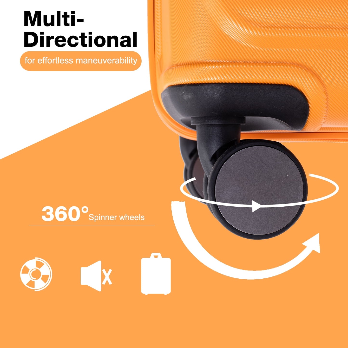 Travelhouse 3 Piece Hardside Luggage Set Hardshell Lightweight Suitcase with TSA Lock Spinner Wheels 3 .(Orange)