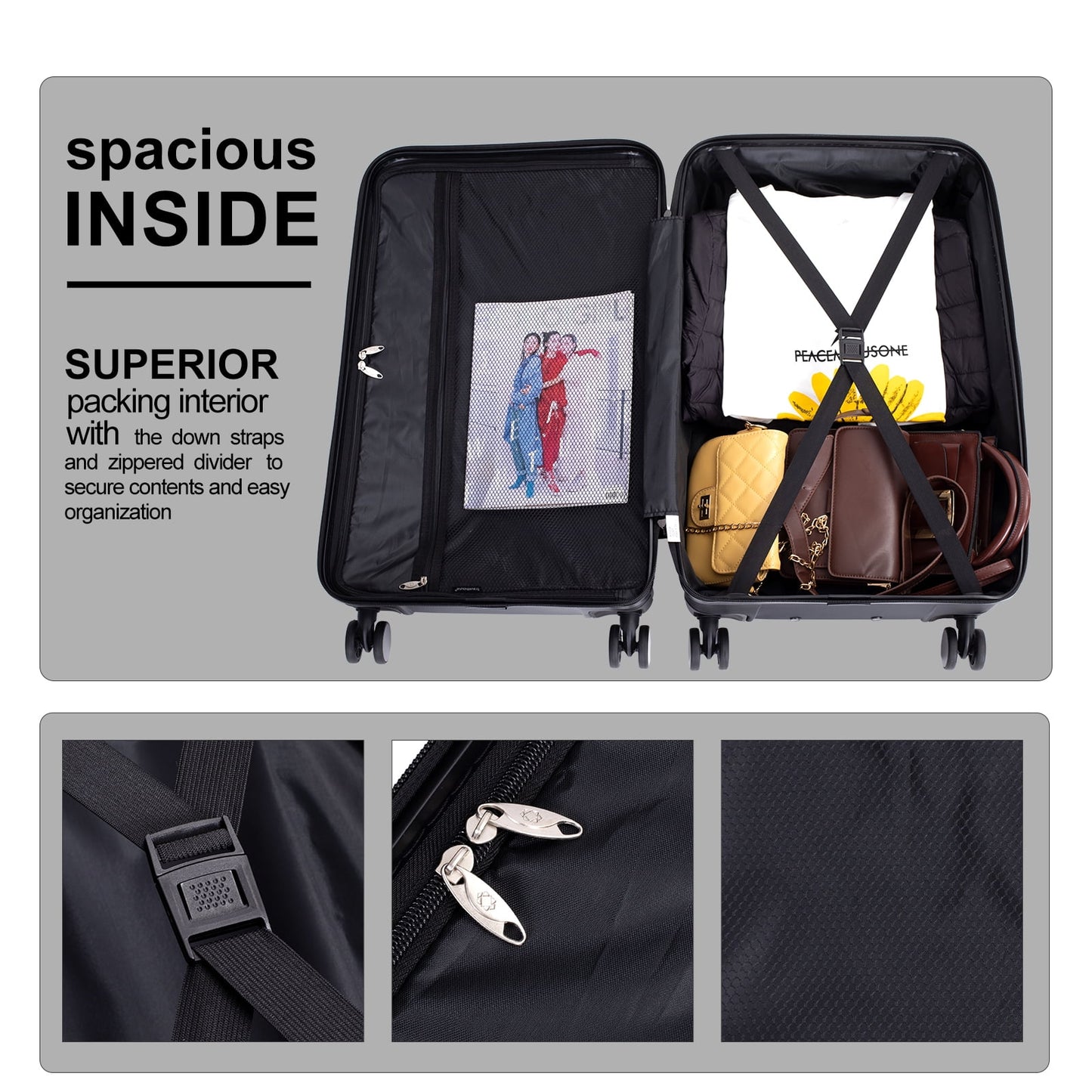 Travelhouse 3 Piece Hardside Luggage Set Hardshell Lightweight Suitcase with TSA Lock Spinner Wheels 3 .(Orange)