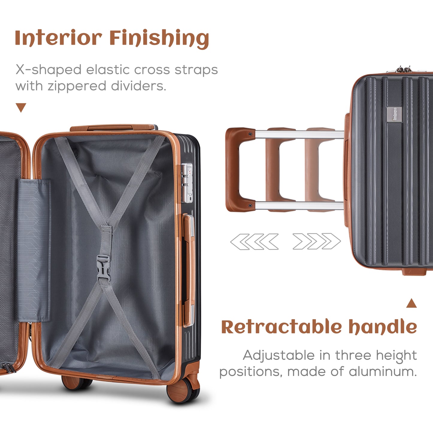 imiomo 20" Carry-on Luggage, Hard Luggage with Spinner Wheels, Lightweight Luggage Set with TSA Lock