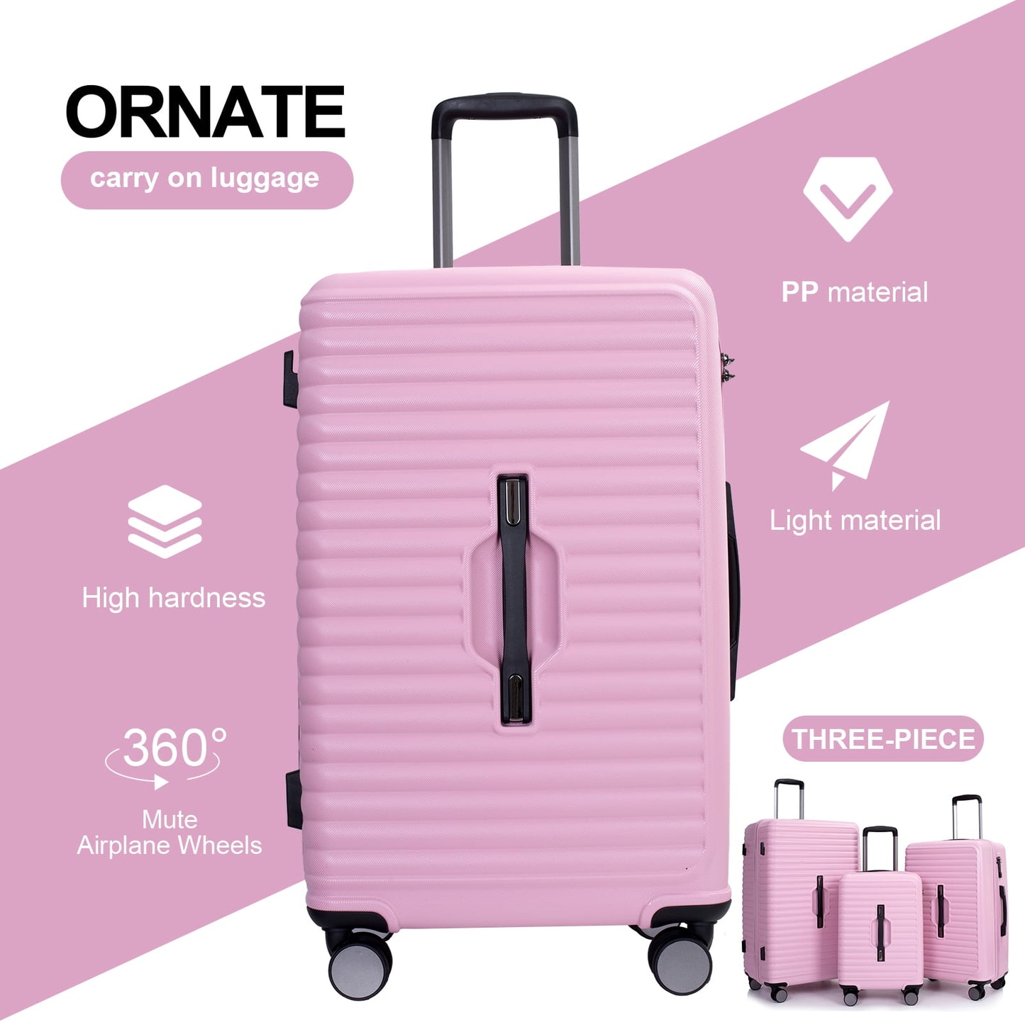 Travelhouse 3 Piece Hardside Luggage Set Hardshell Lightweight Suitcase with TSA Lock Spinner Wheels 3 .(Orange)