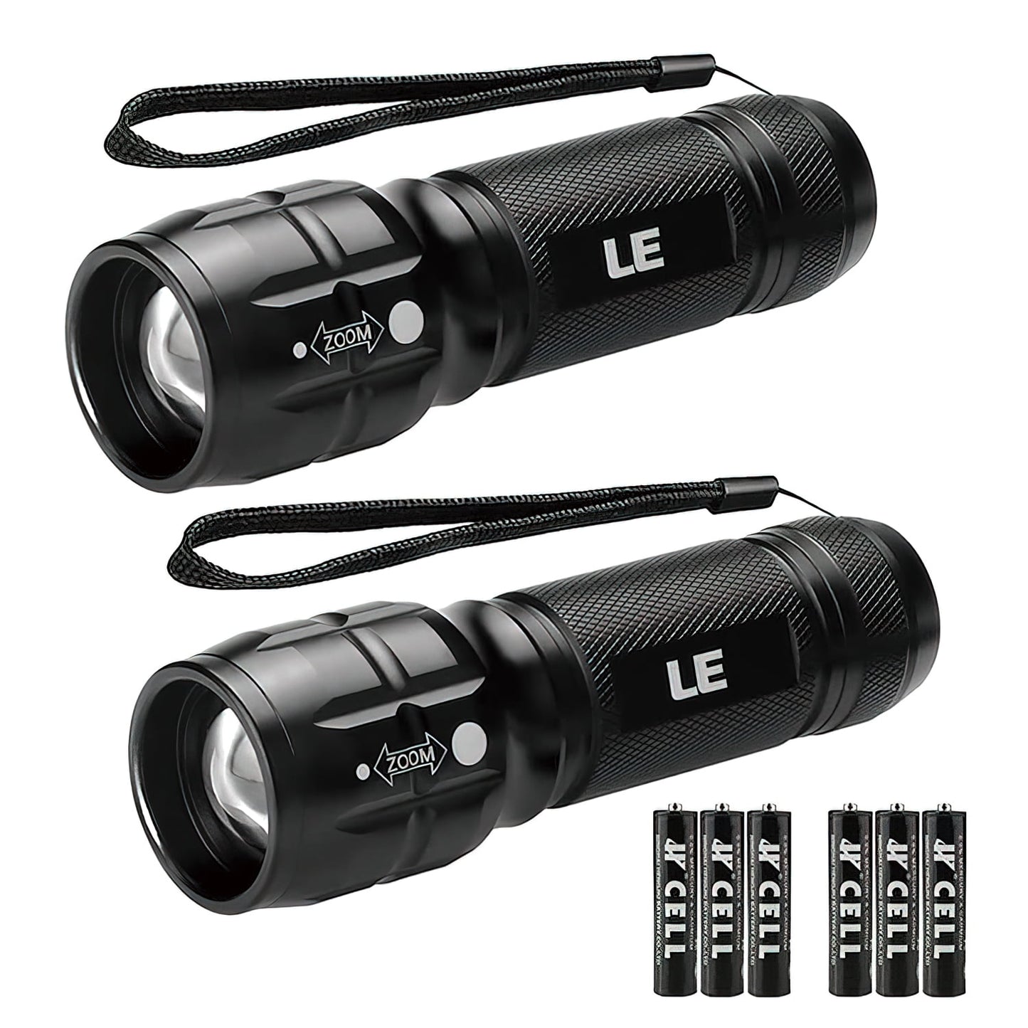 LE 2-Packs LED Flash Light LE1000 High Lumens, Multifunction Mini Tactical Flashlight , Zoomable, Waterproof, Adjustable Brightness Camping Accessories for Outdoor, Emergency , AAA Batteries Included