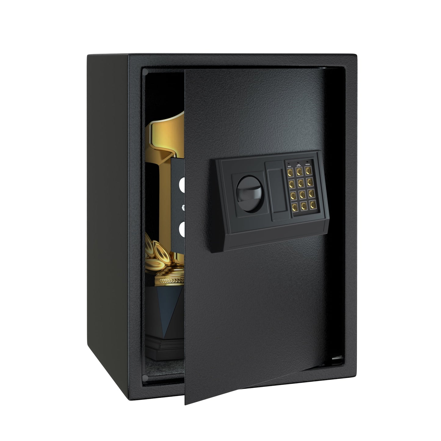 Reliancer Biometric Safe Box - 2.7 Cubic Feet Auto-Open Fingerprint Safe with 2Removable Shelf, Sensor Light,Full Felt Lining - Q345 Alloy Steel Home Safe - Luxury Cabinet Safe for Home Office Storage